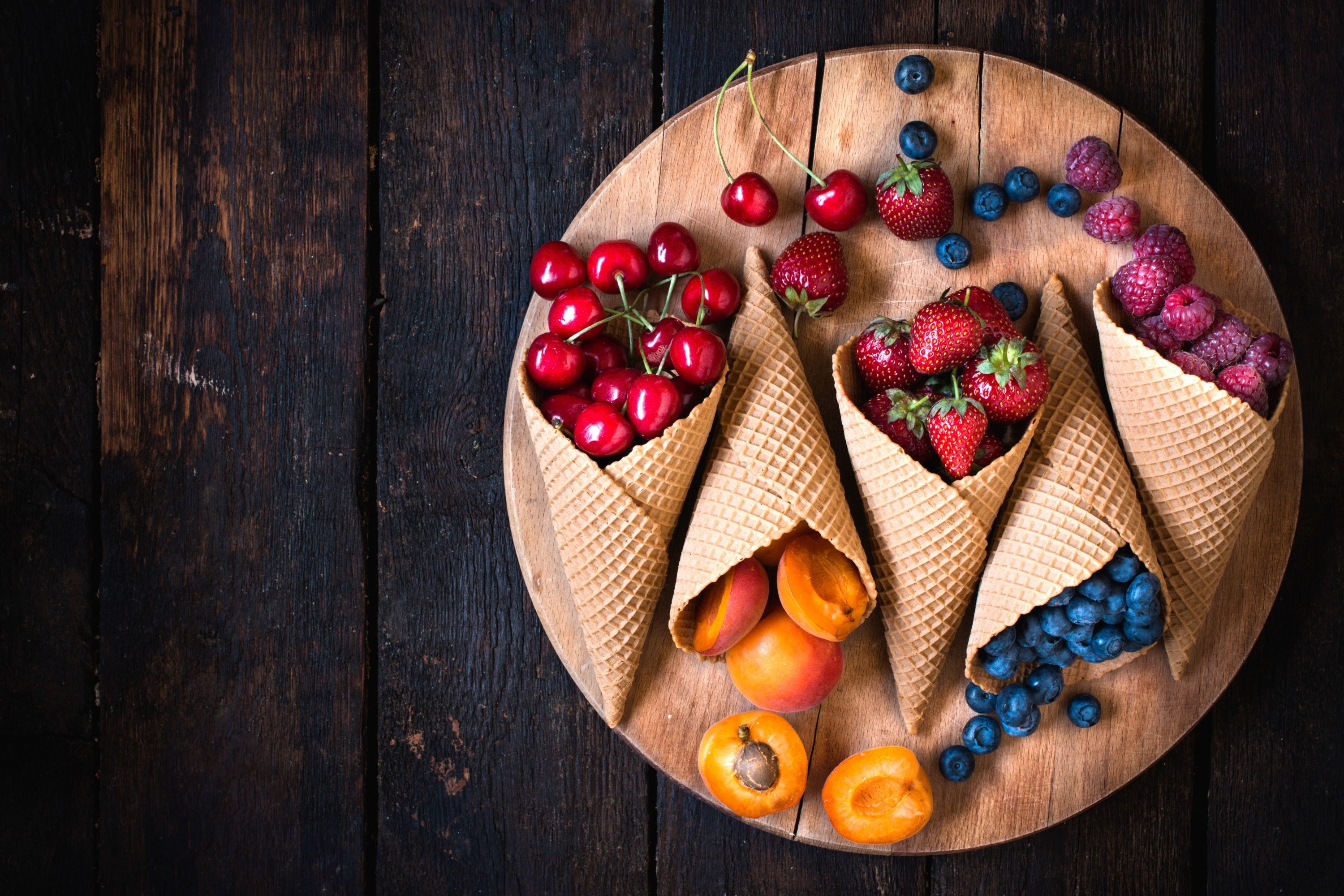 ice cream, fruits, HD Wallpaper