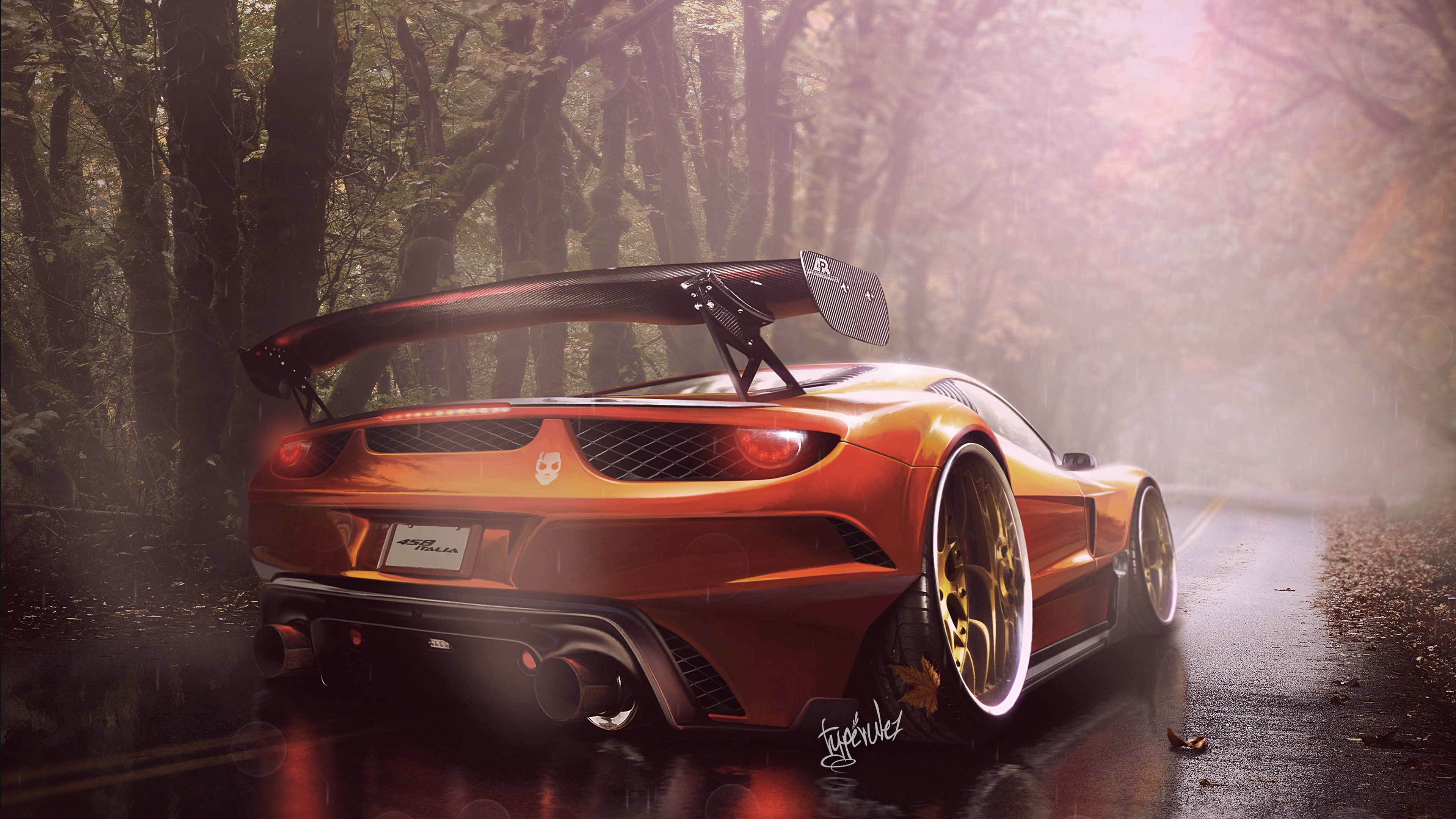 ferrari, ferrari italia, red, cars, artist, deviantart, HD Wallpaper