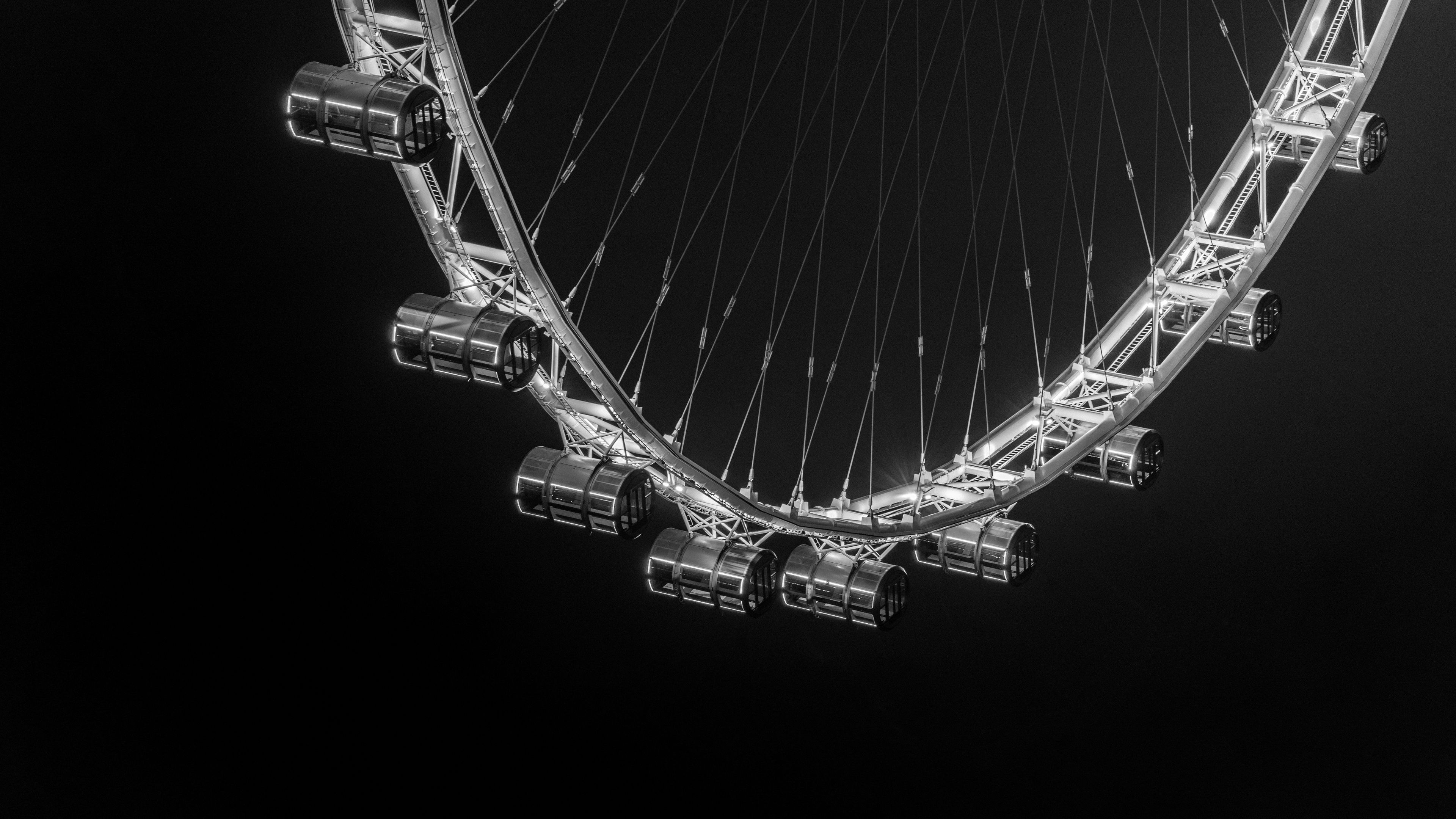 ferris wheel, bw, minimalism, 4k, HD Wallpaper