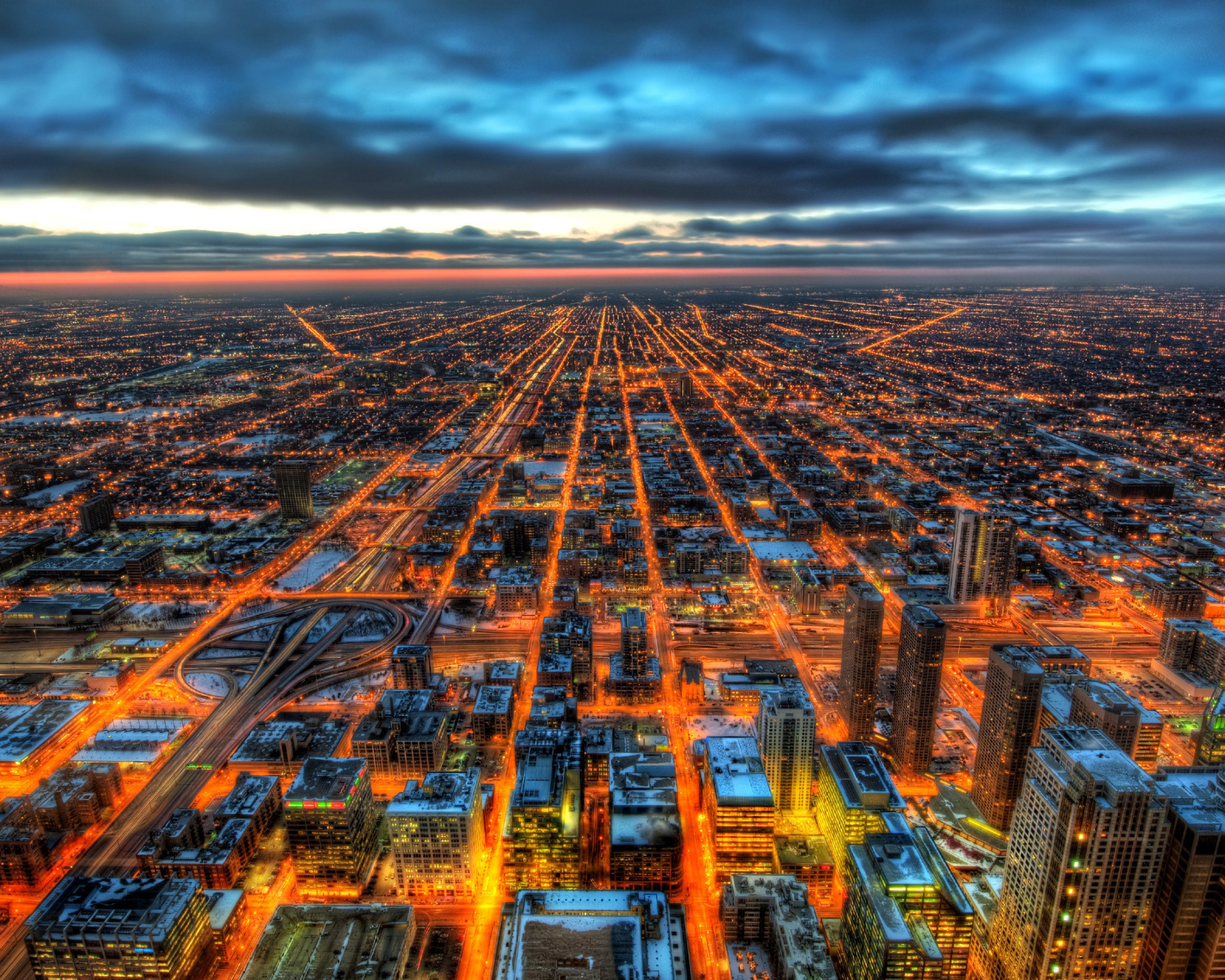 hdr, world, lights, night, HD Wallpaper