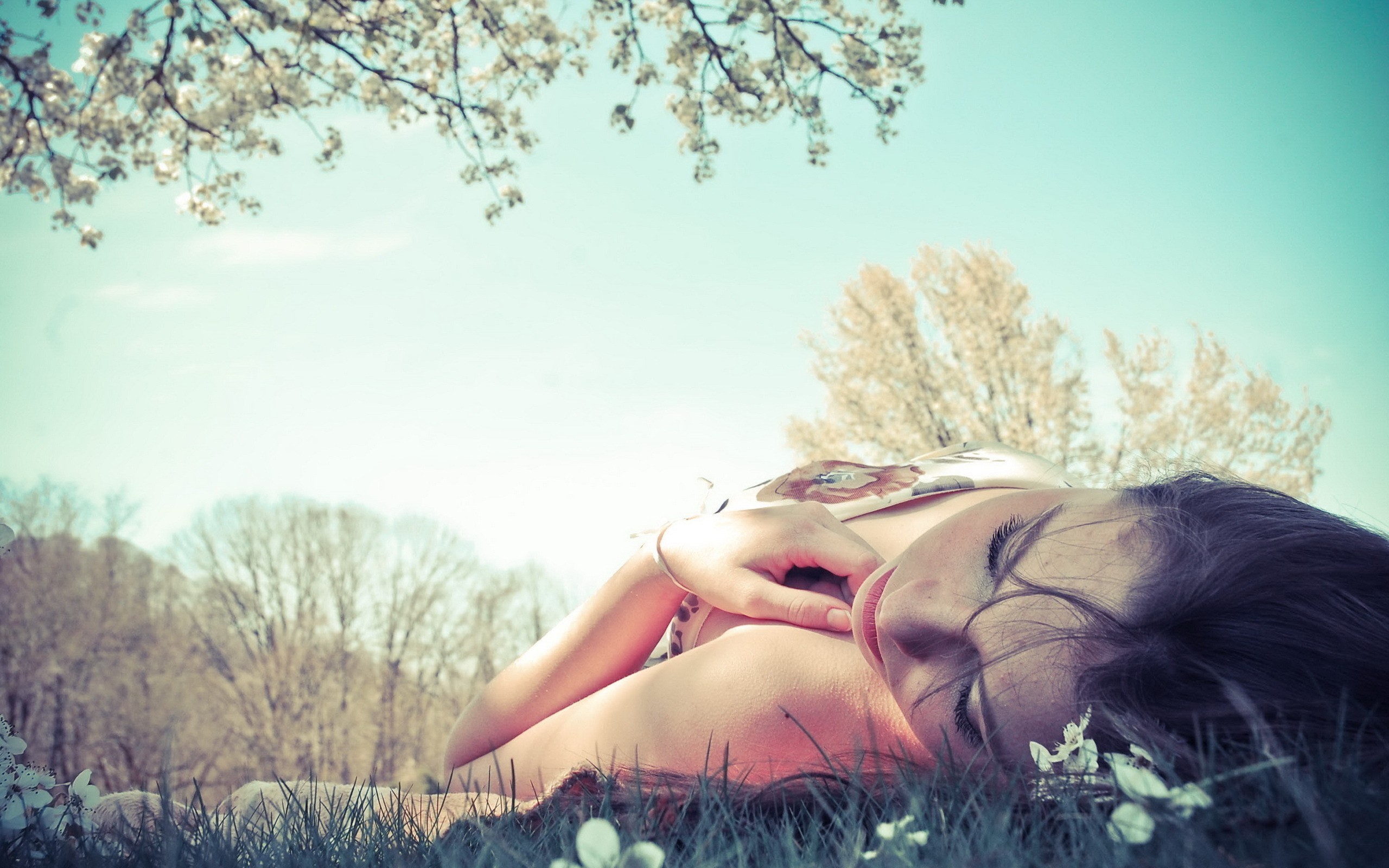 girls, grass, photography, model, HD Wallpaper