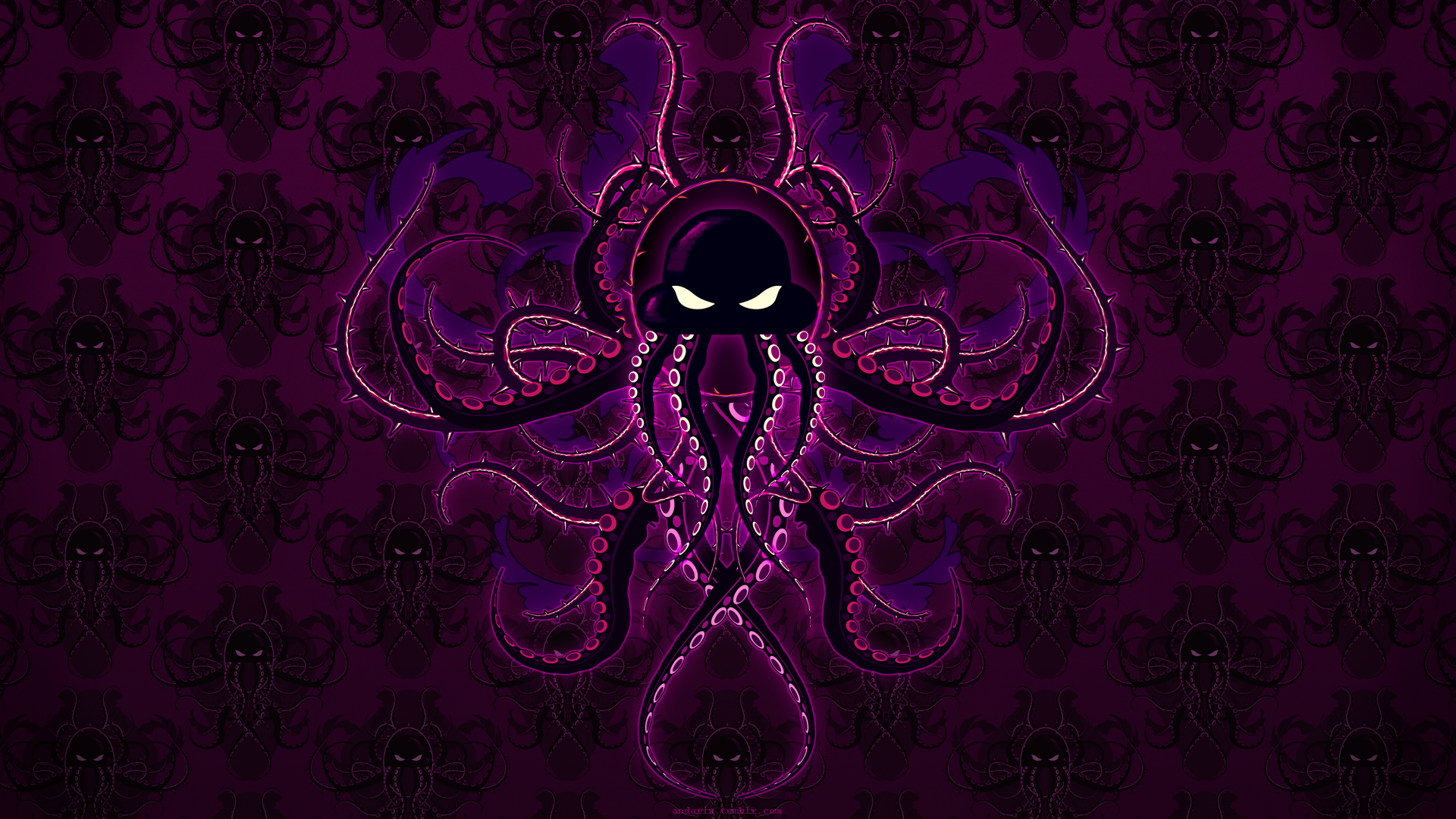octopus, purple, artist, digital art, HD Wallpaper