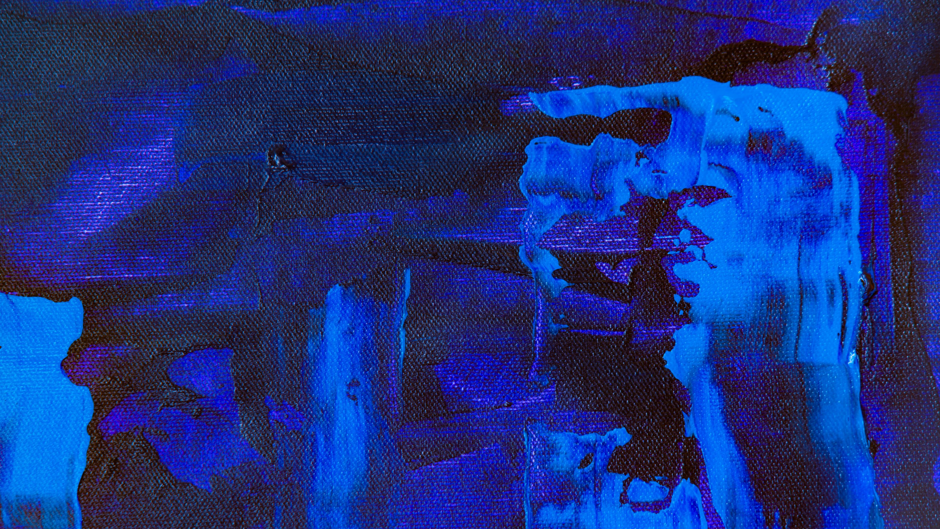 canvas, paint, spots, blue, abstraction, 4k, HD Wallpaper