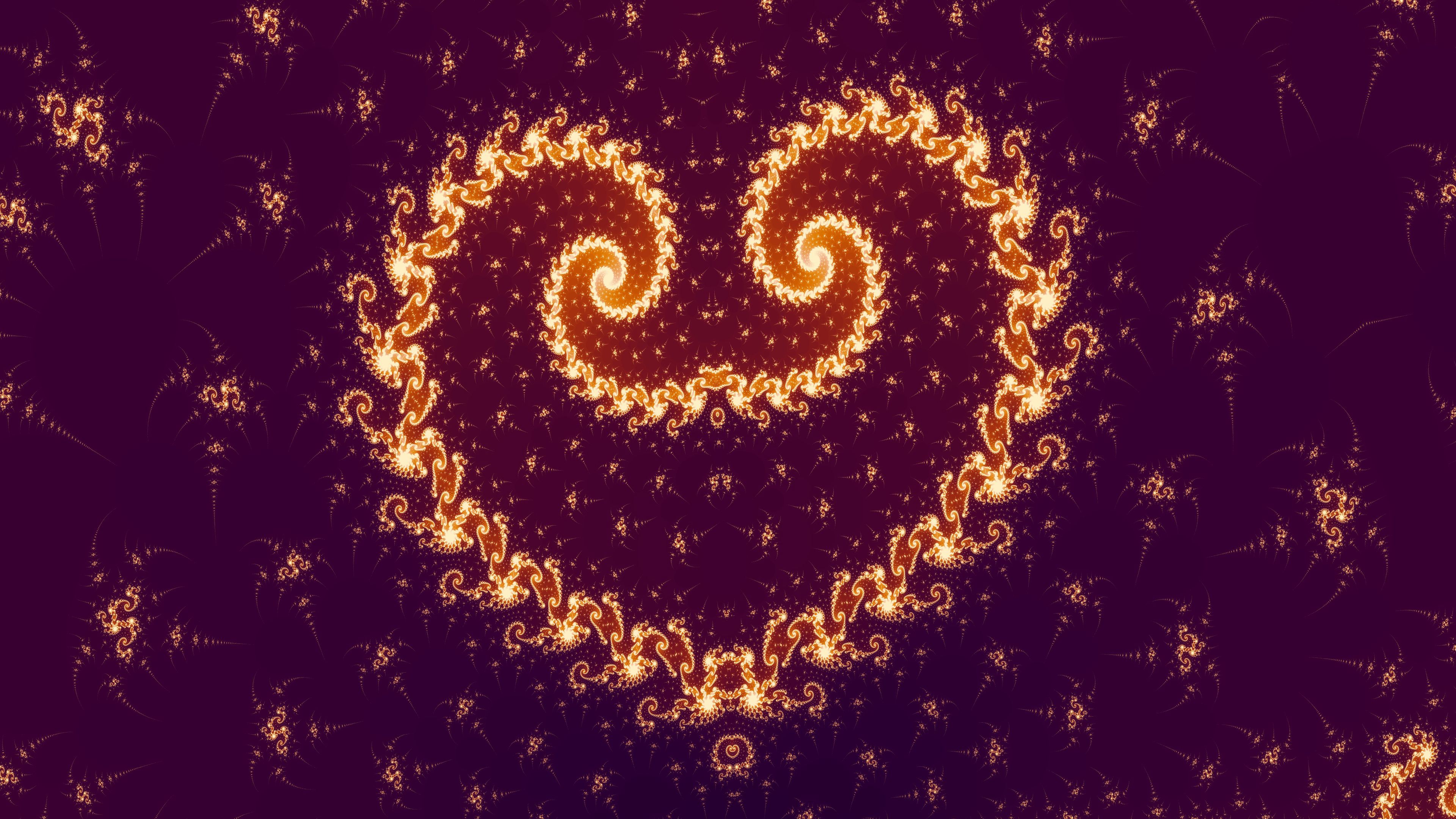 heart, fractal, abstraction, swirling, glow, 4k, HD Wallpaper