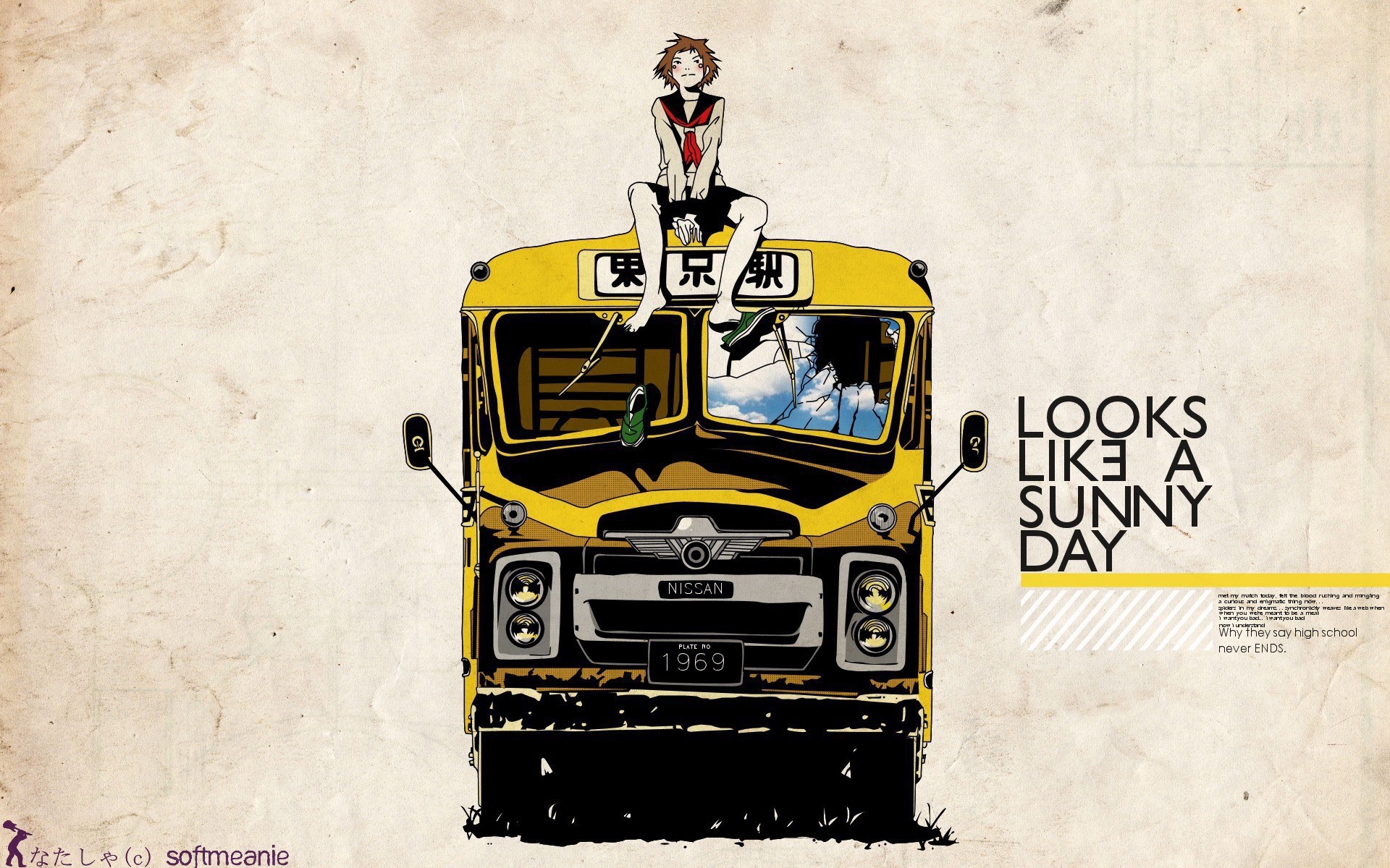 anime, bus, anime girl, HD Wallpaper