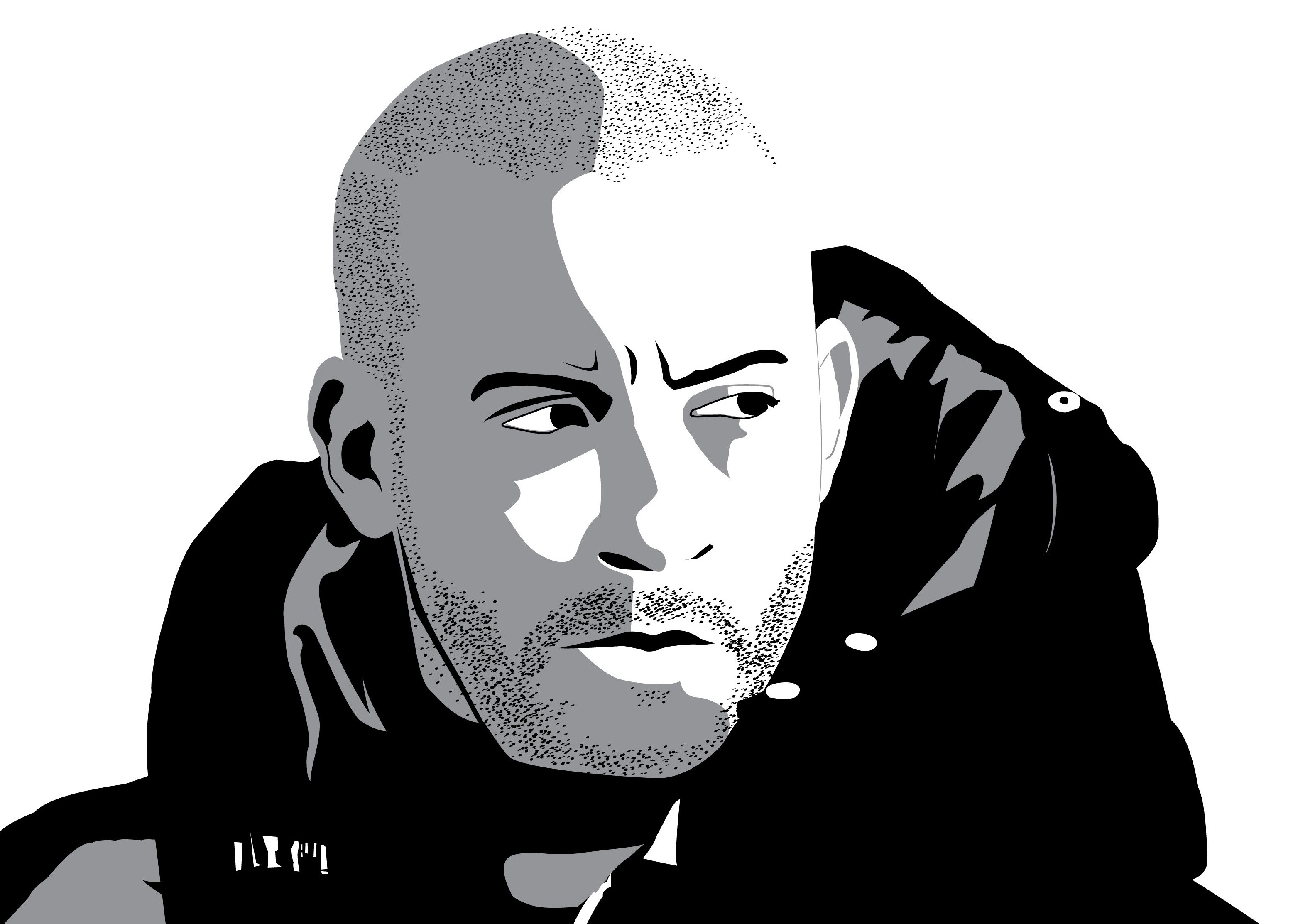 vin diesel, celebrities, black and white, monochrome, vector, HD Wallpaper