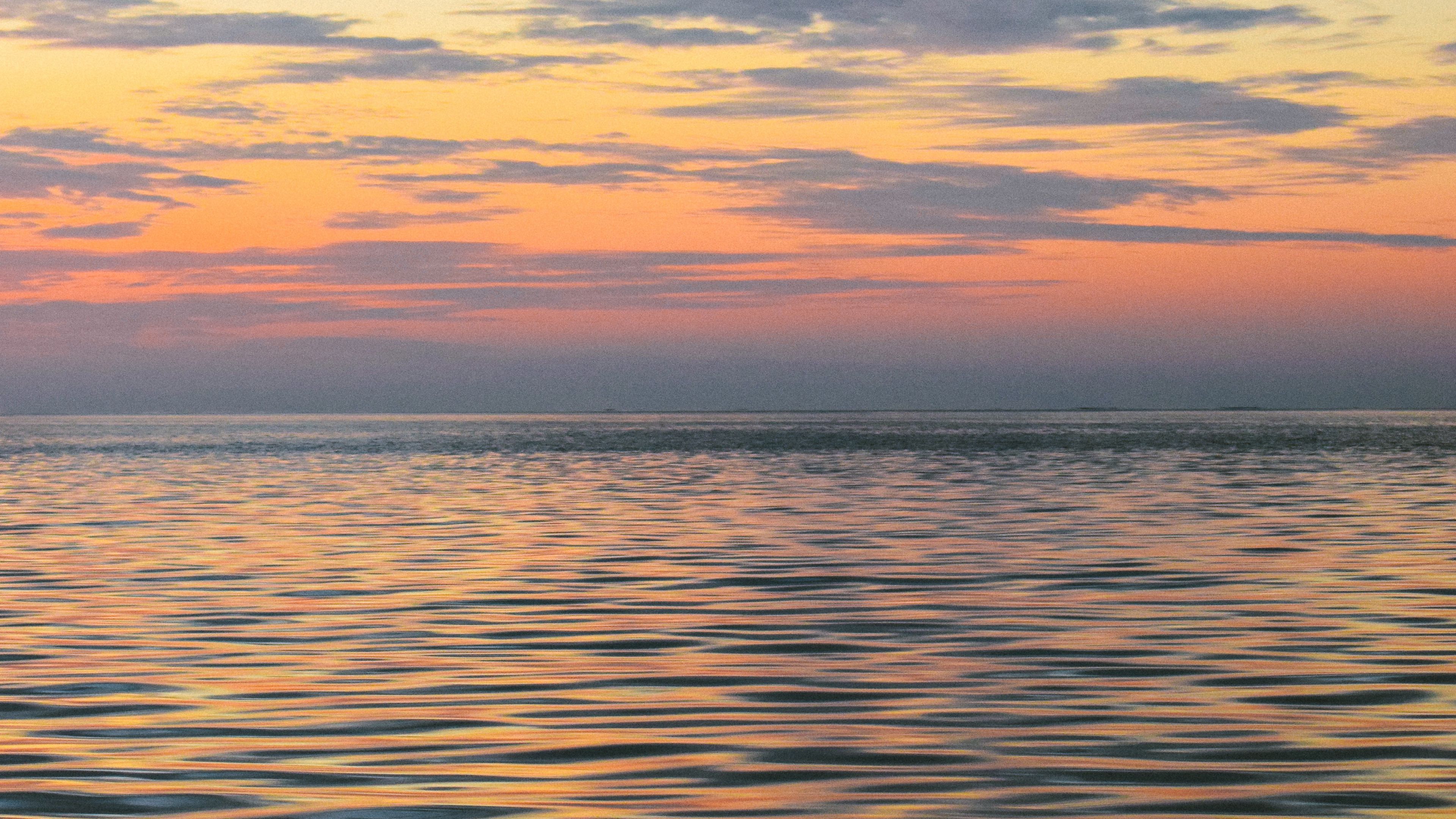 sea, waves, sky, clouds, horizon, 4k, HD Wallpaper