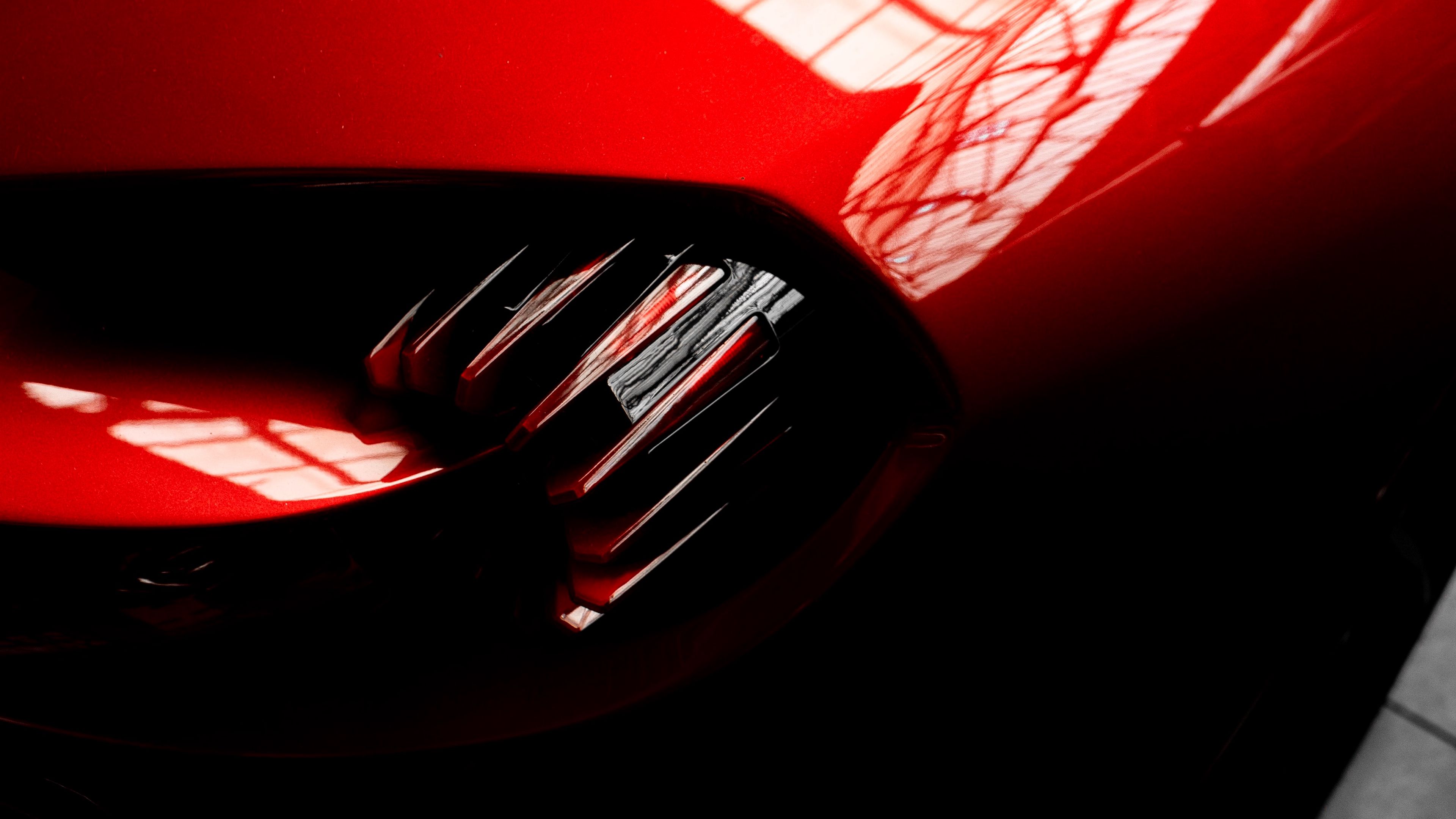 car, red, reflection, shape, 4k, HD Wallpaper