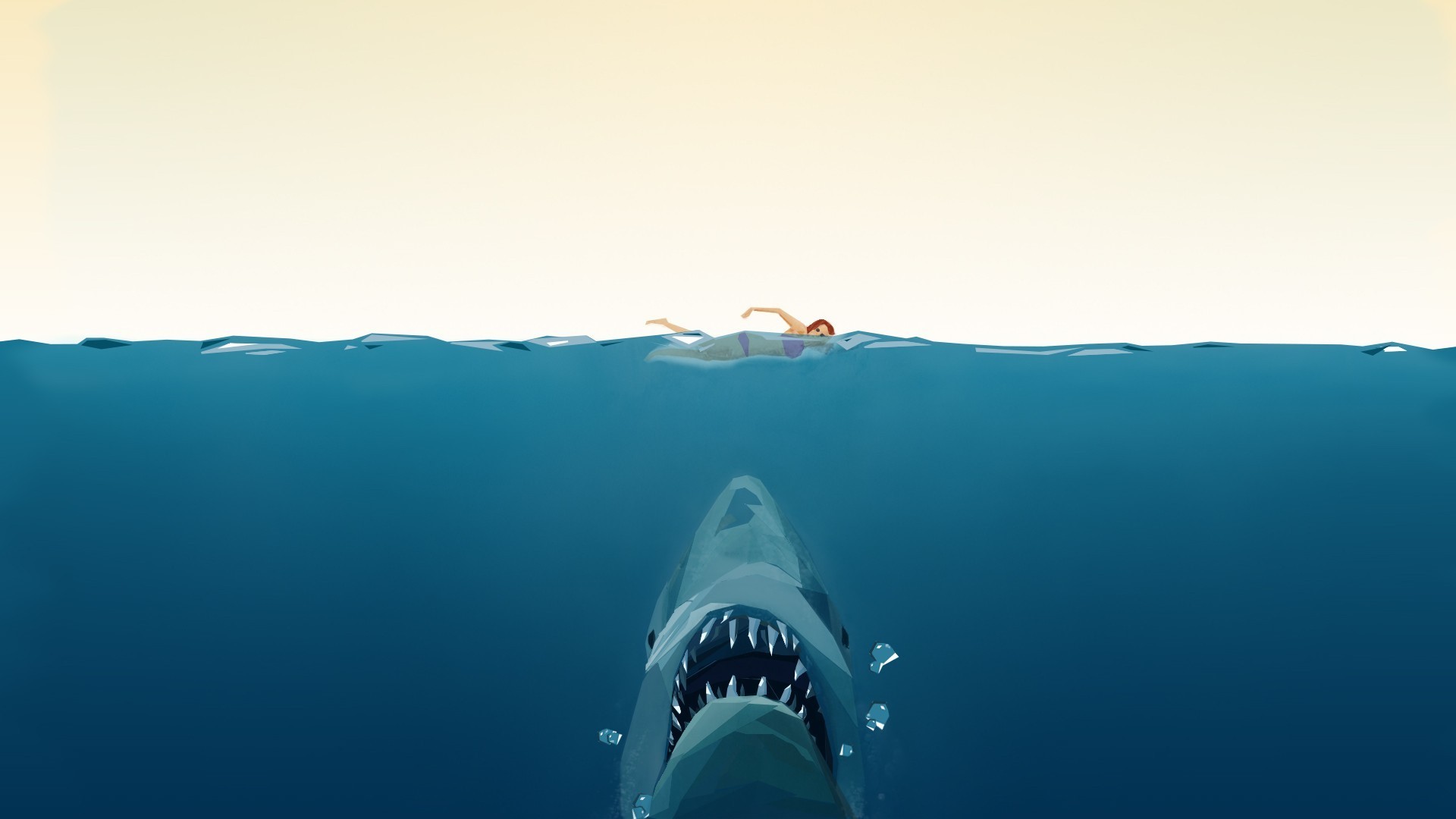 shark, minimalism, artist, HD Wallpaper