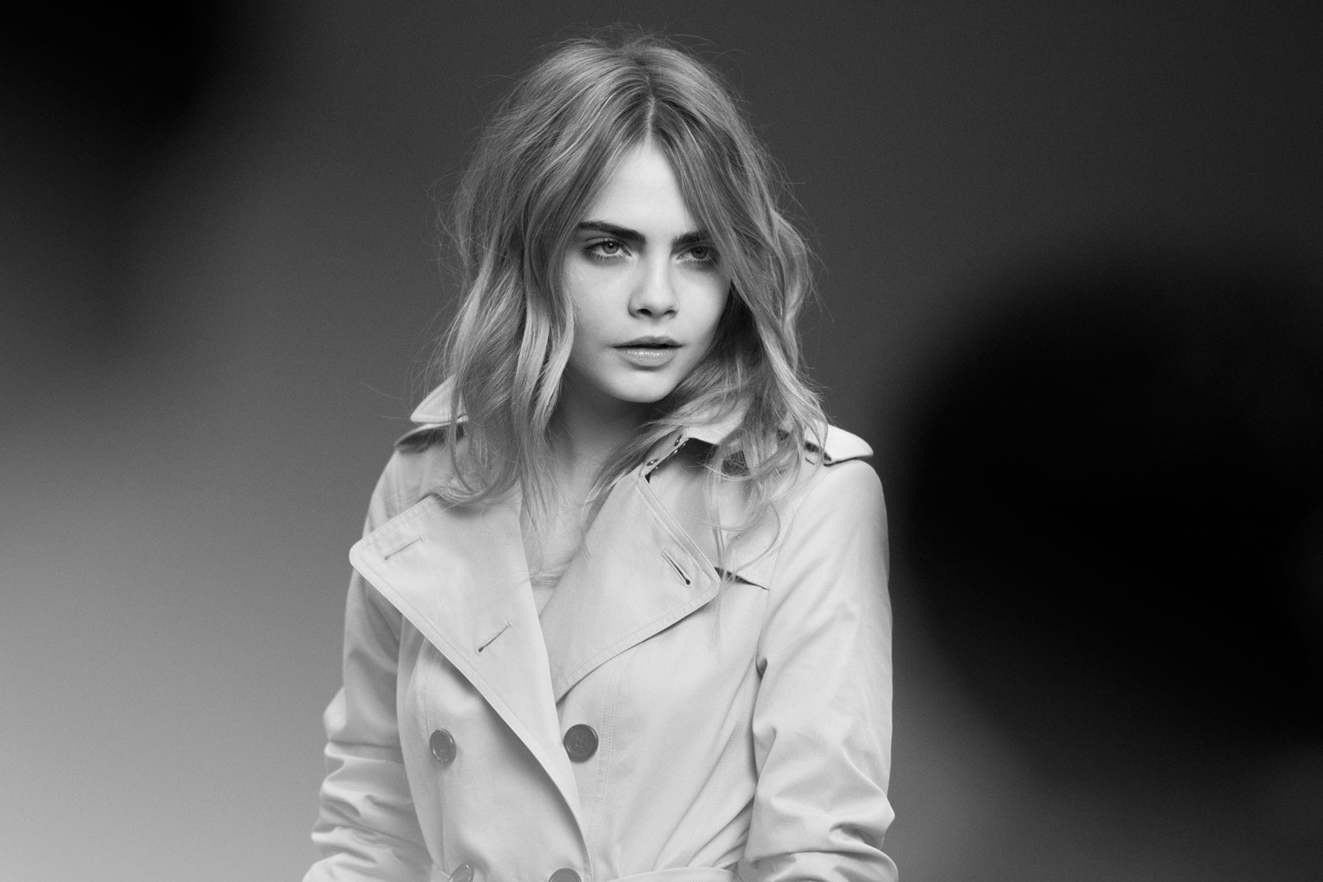 cara delevingne, celebrities, girls, model, monochrome, black and white, HD Wallpaper