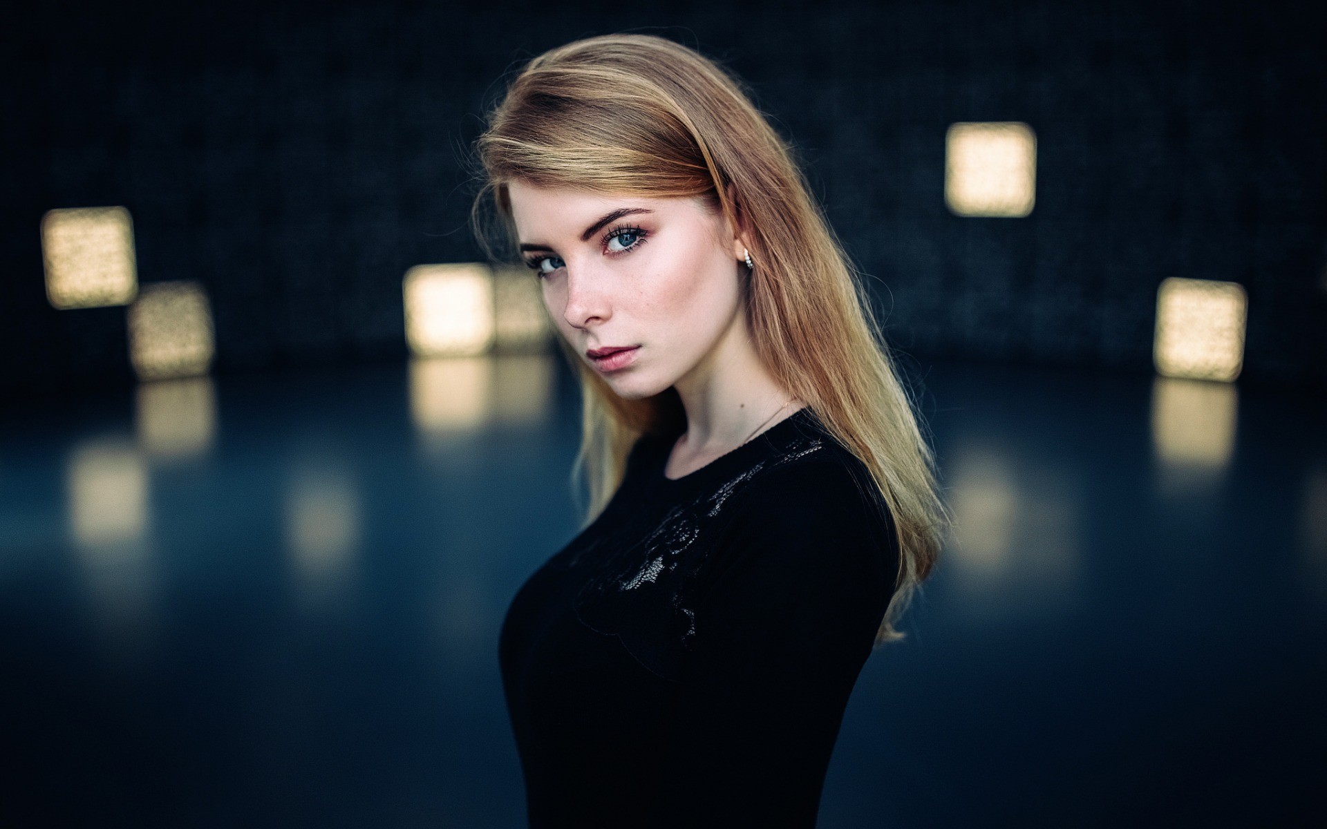 irina popova, girls, blue, HD Wallpaper