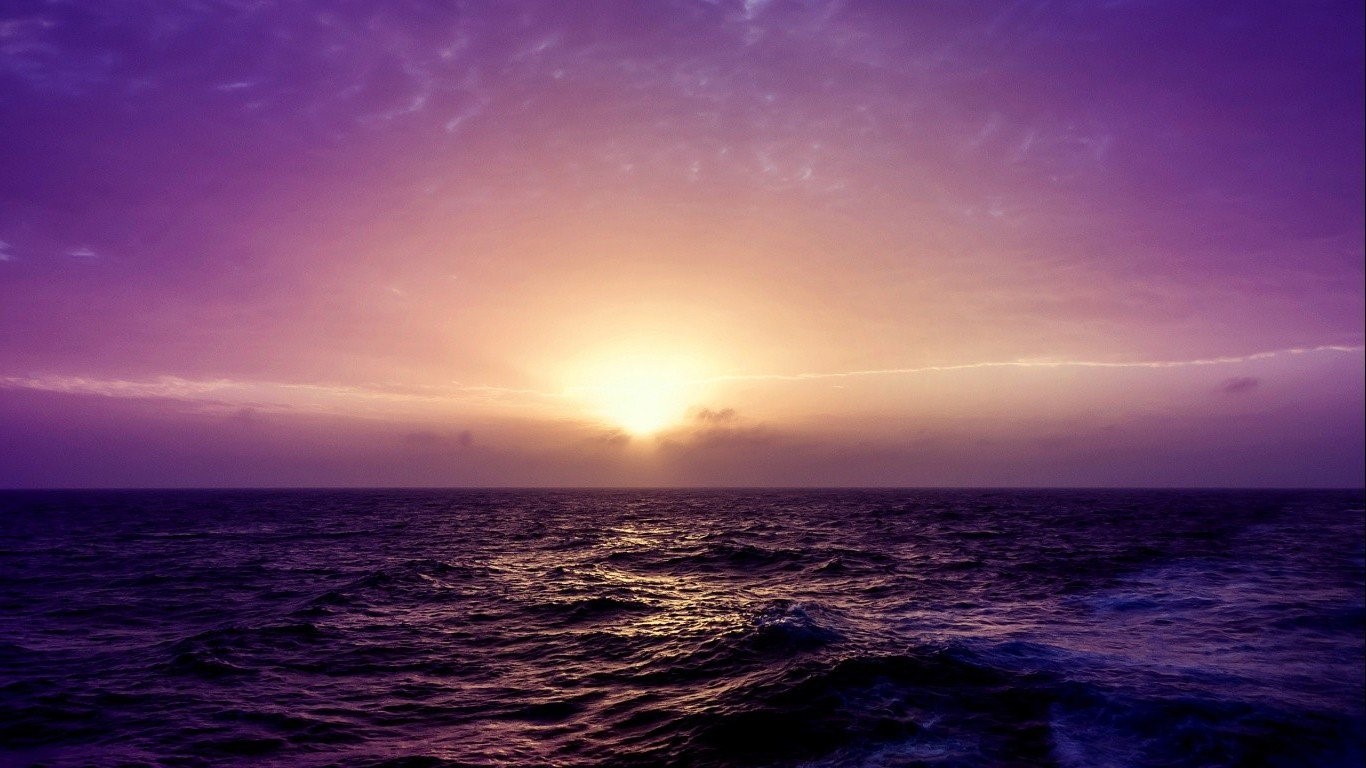 pink, sunset, sea, nature, HD Wallpaper
