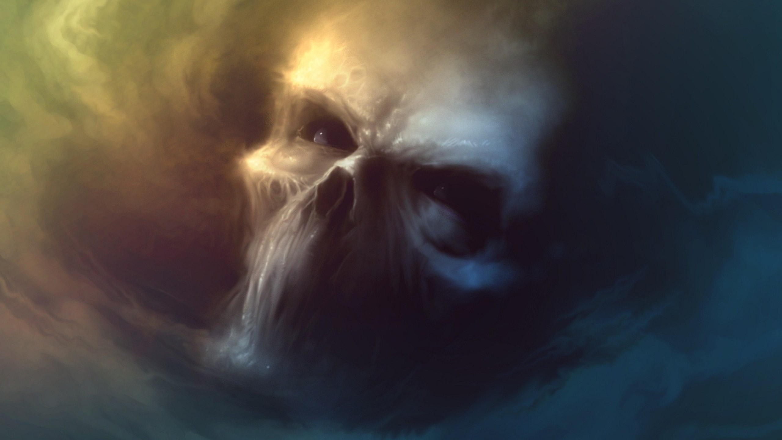 skull, clouds, artist, HD Wallpaper