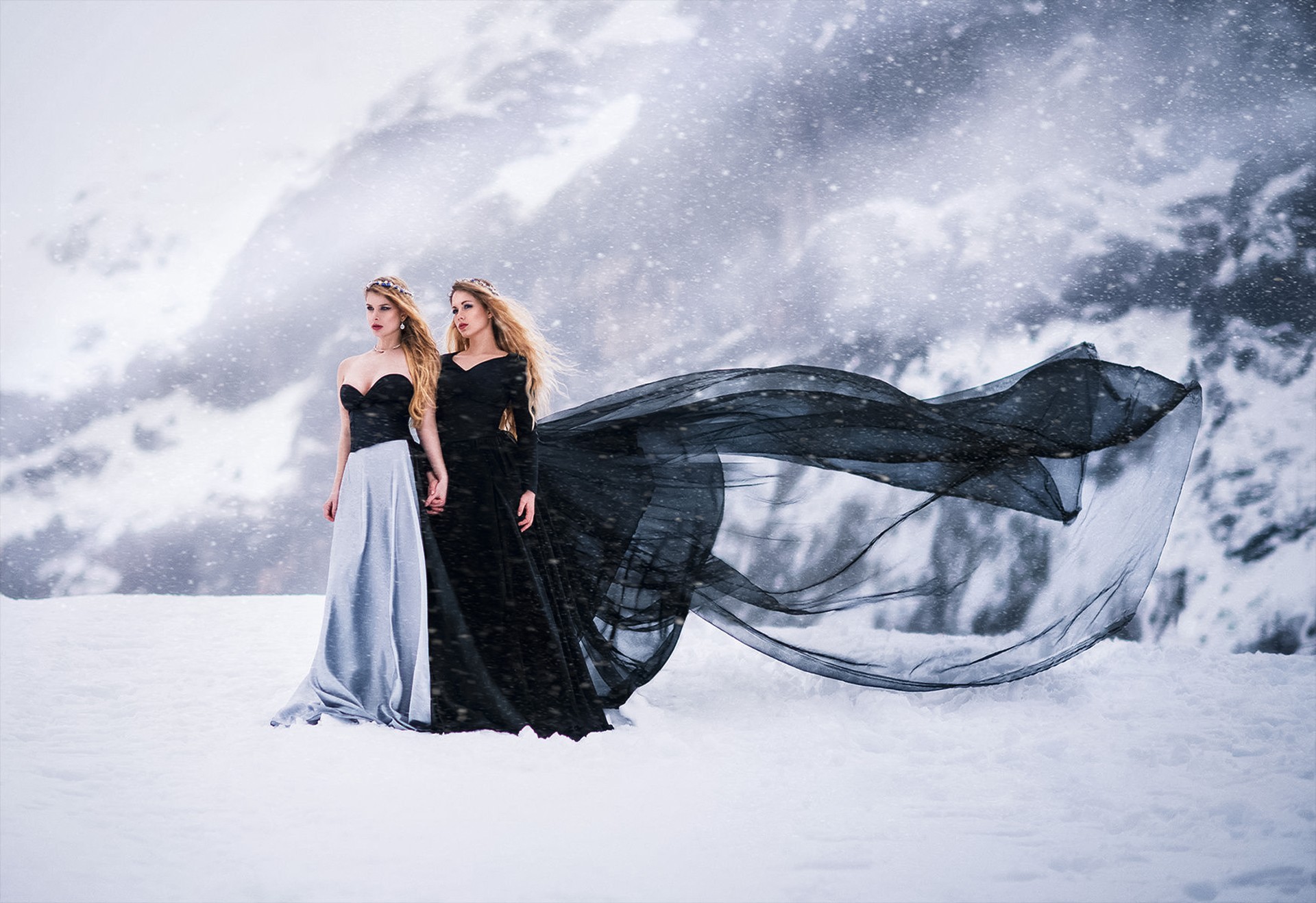 girls, snow, HD Wallpaper