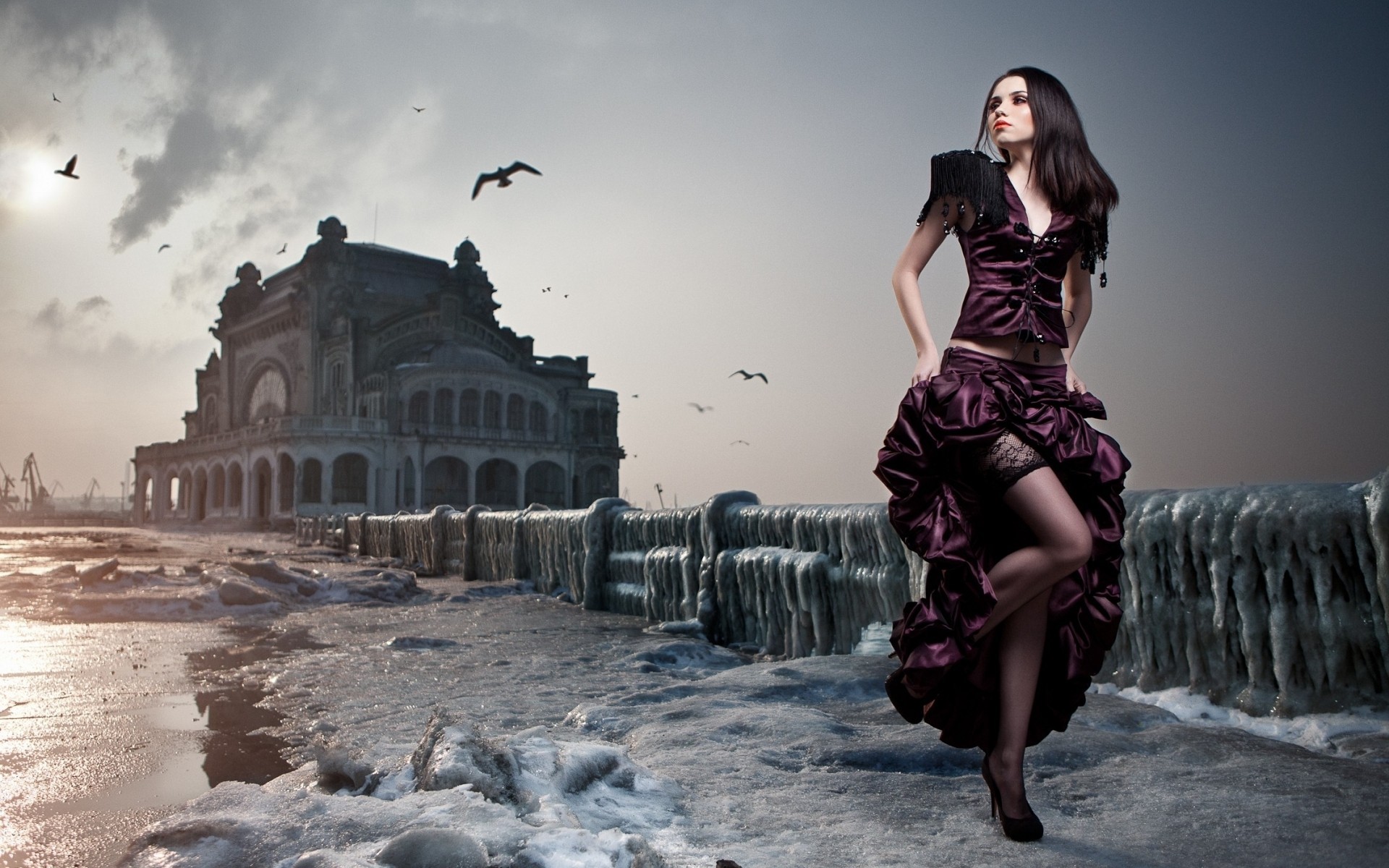 girls, birds, women, HD Wallpaper