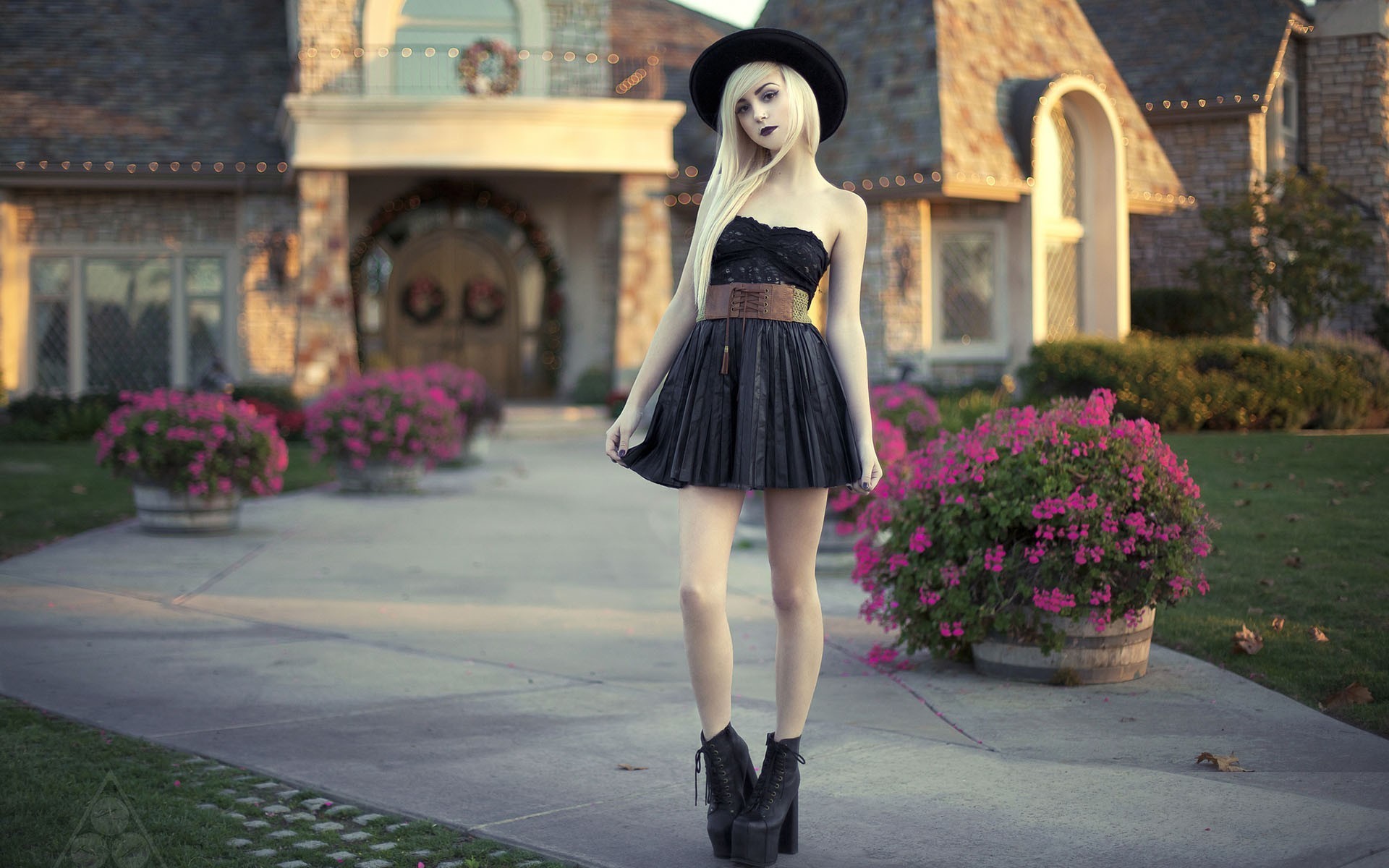 girls, dress, black, HD Wallpaper