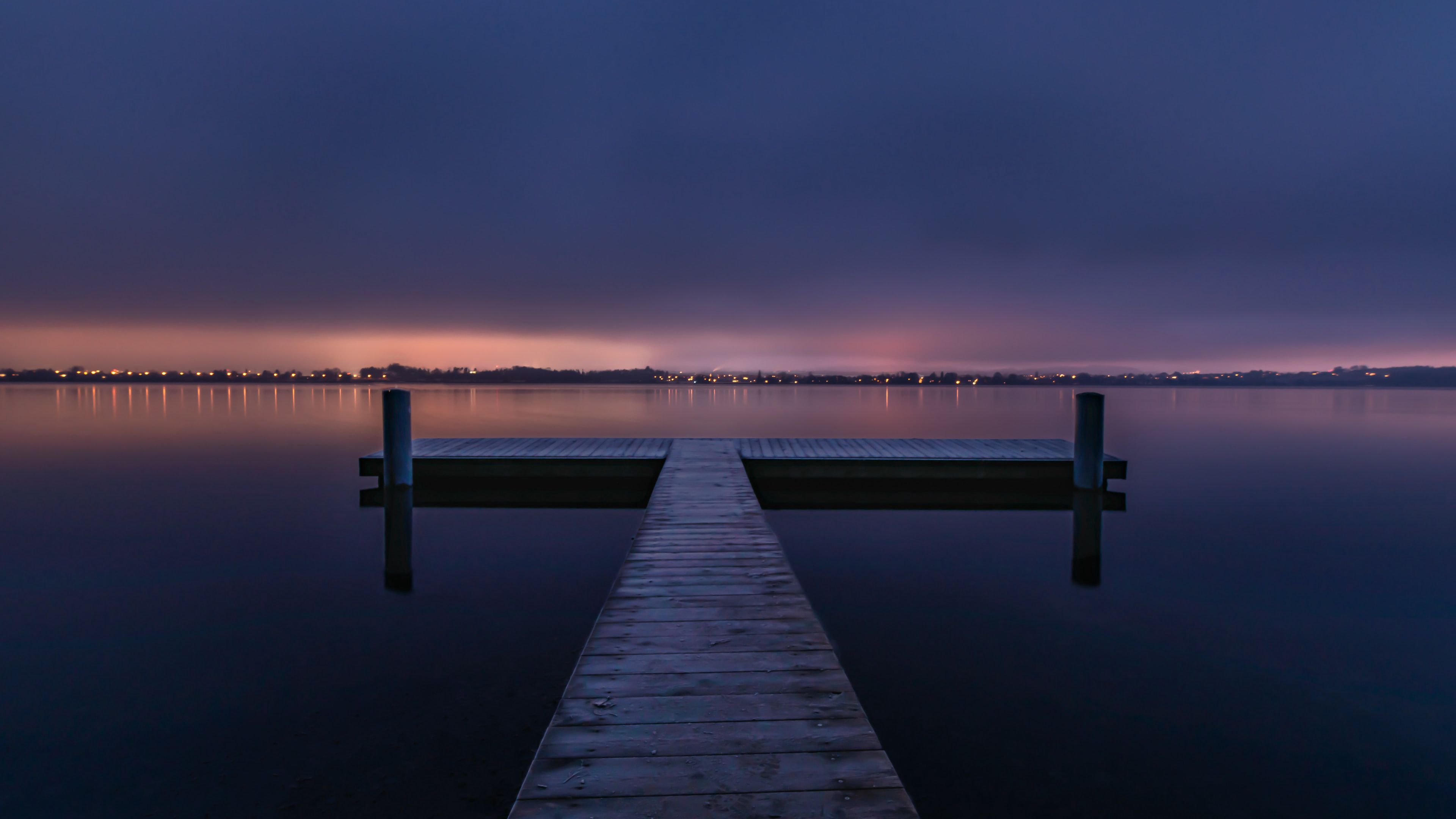 pier, sunset, horizon, night, 4k, HD Wallpaper