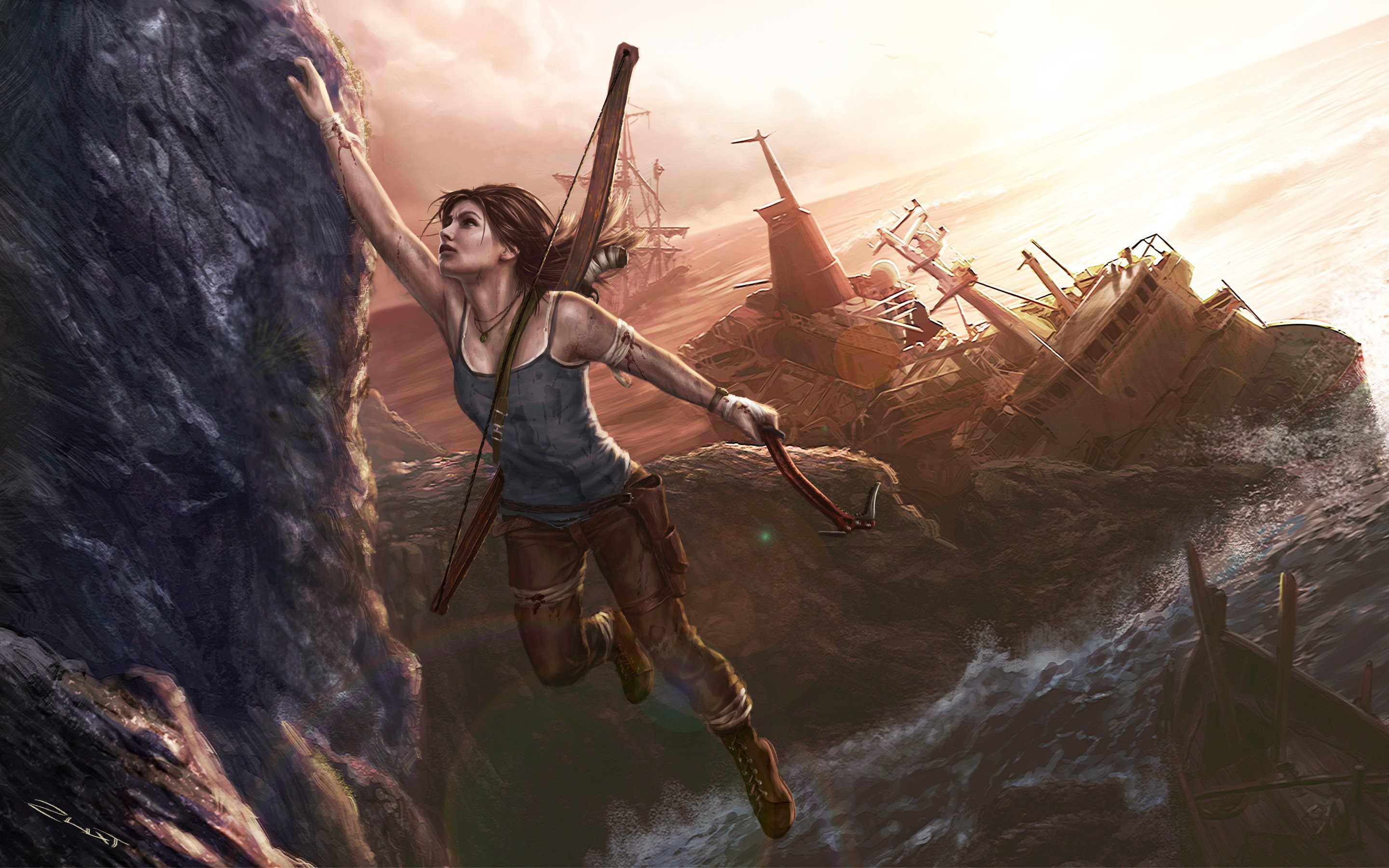 fantasy girls, lara croft, artist, HD Wallpaper