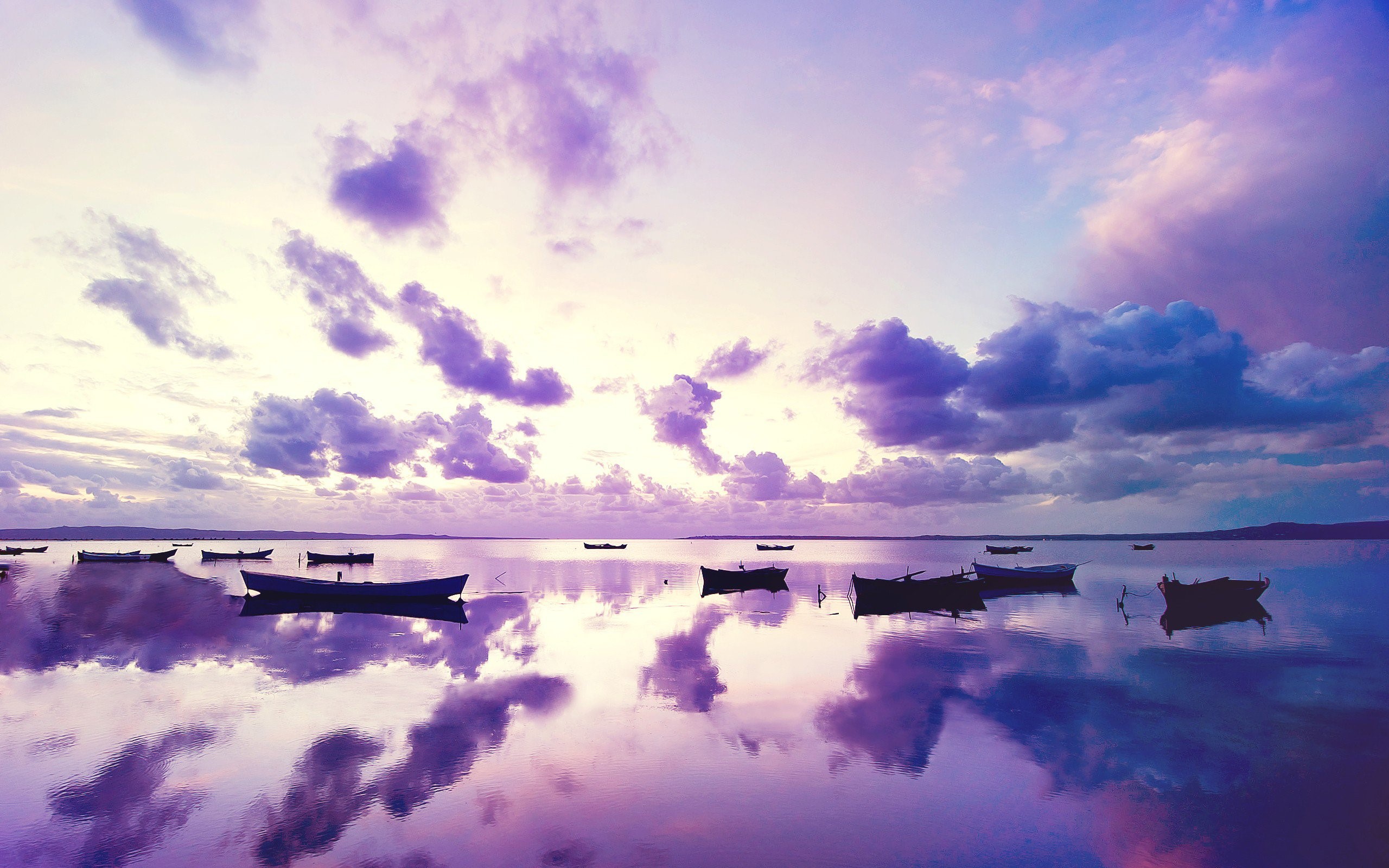 purple, sunset, ocean, nature, HD Wallpaper