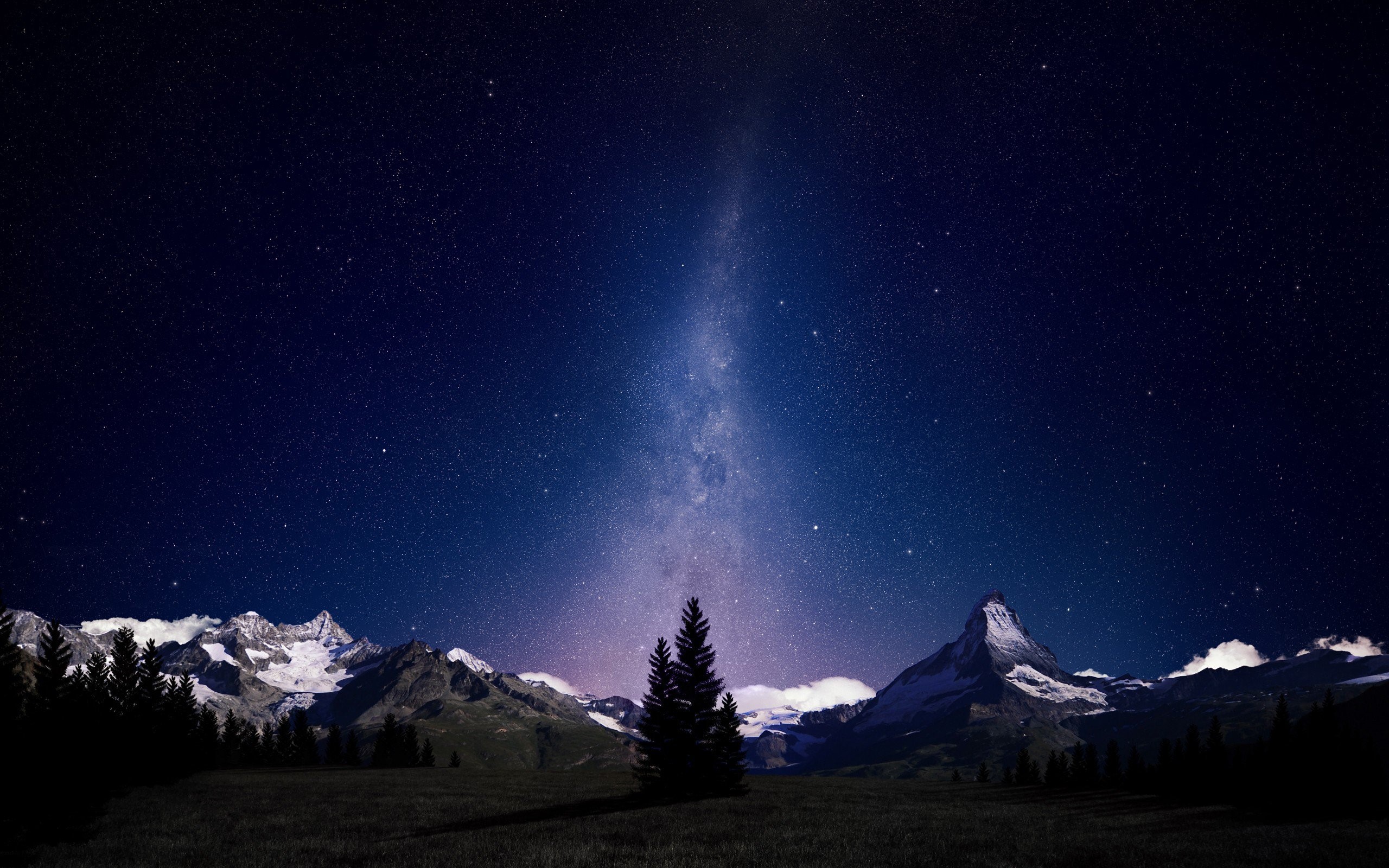 alps, nature, night, HD Wallpaper