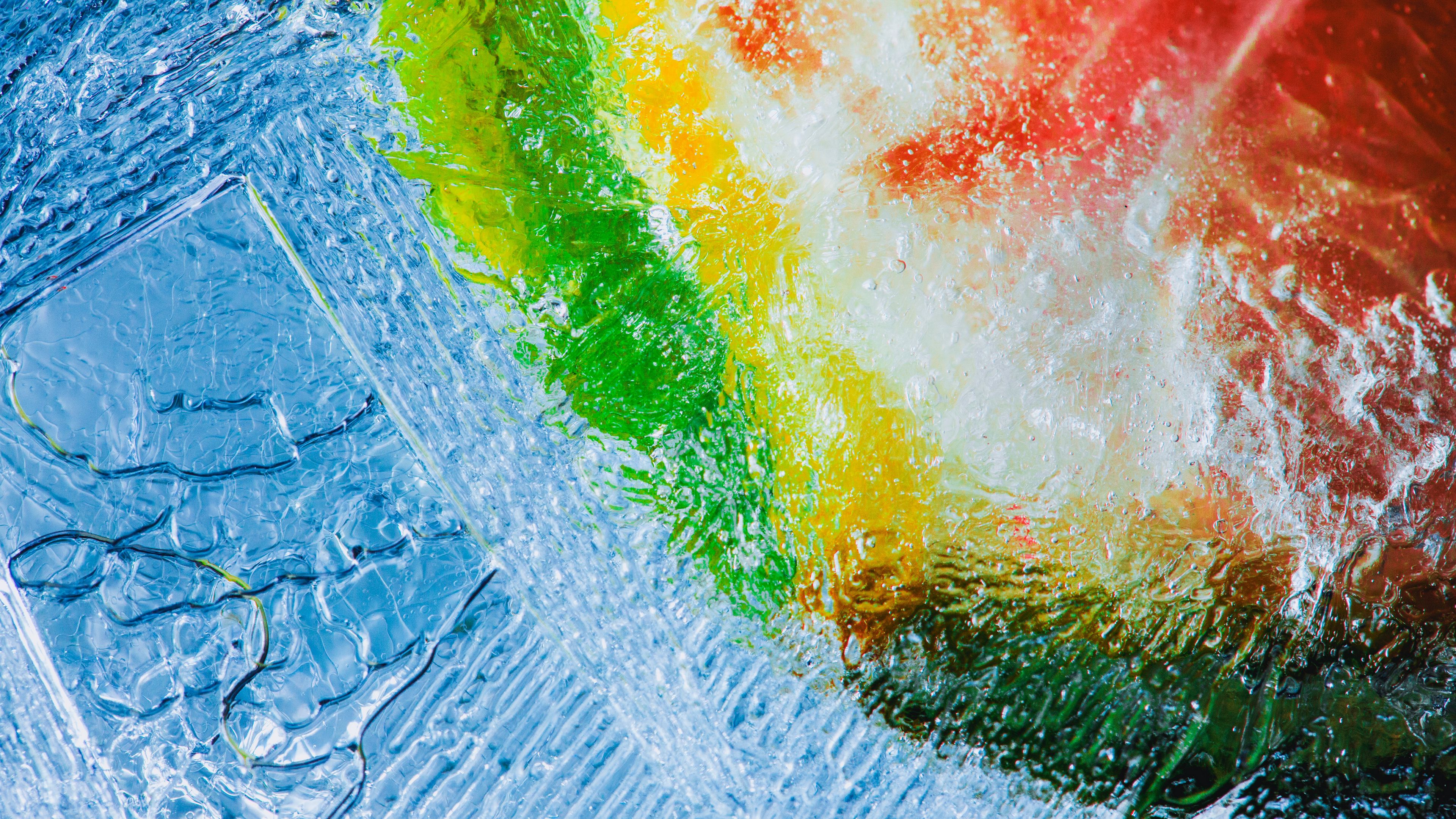 macro, ice, lemon, surface, 4k, HD Wallpaper