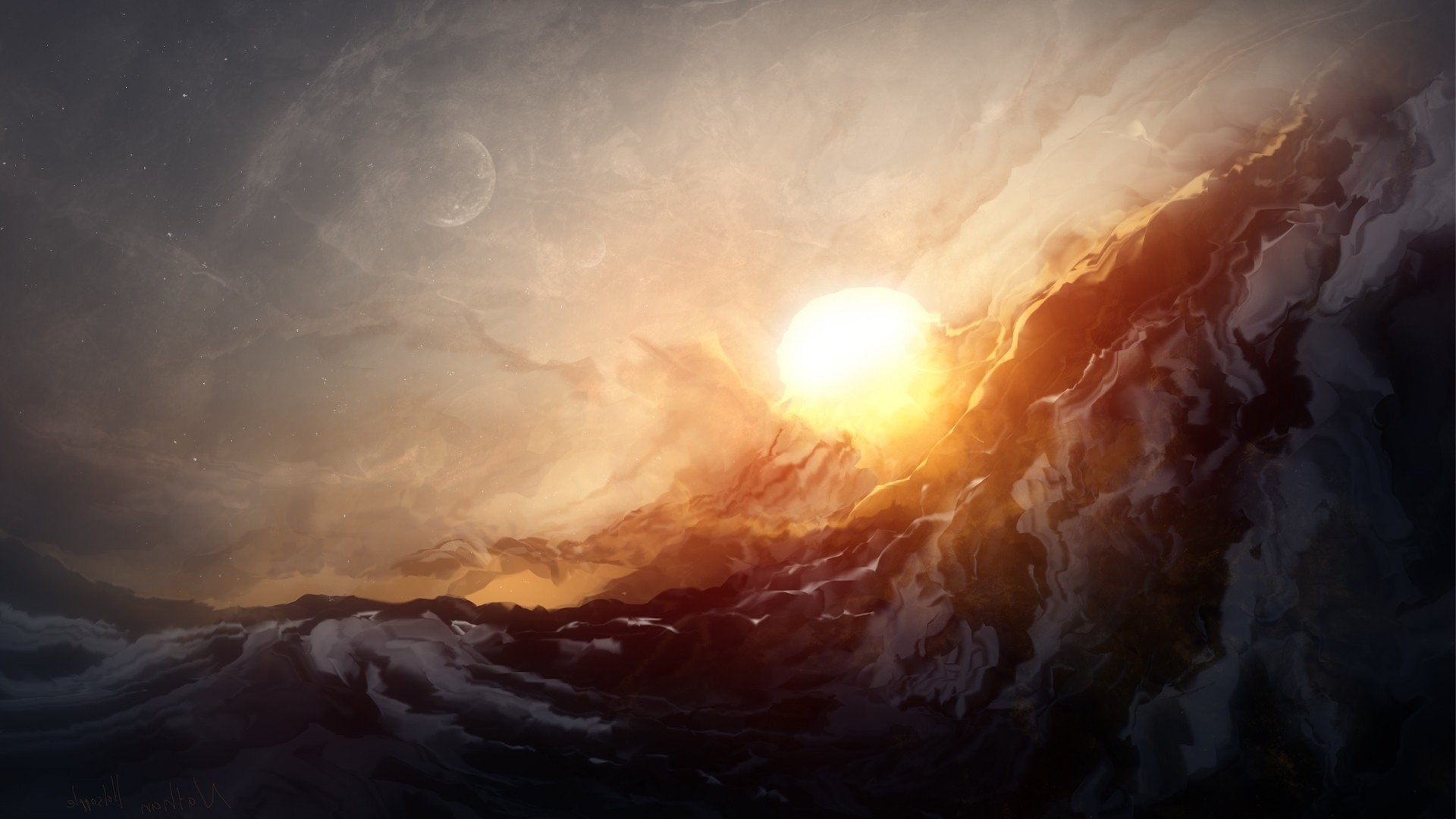 sunset, digital universe, hd, HD Wallpaper