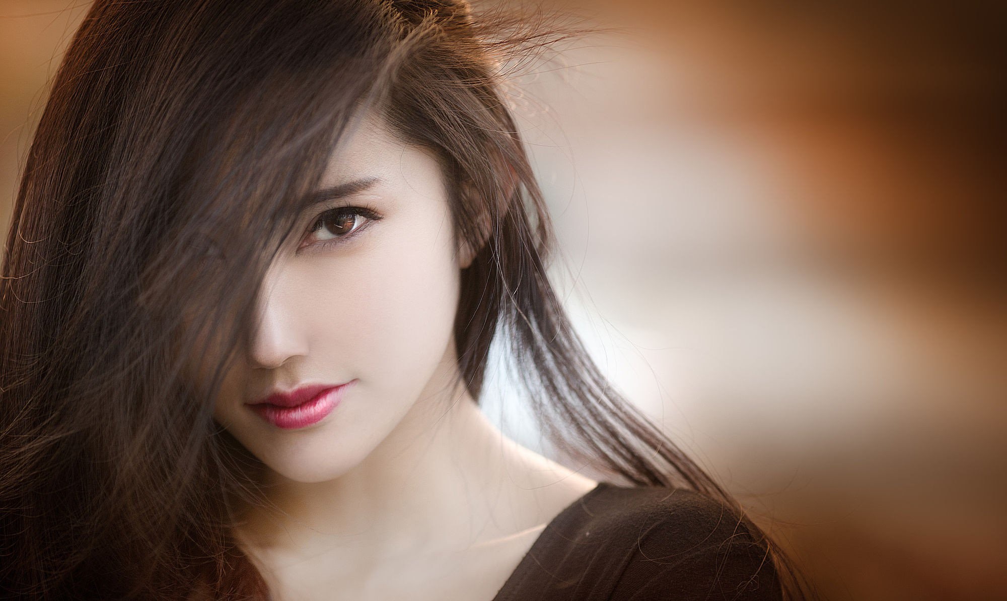 model, girls, brunette, eyes, HD Wallpaper