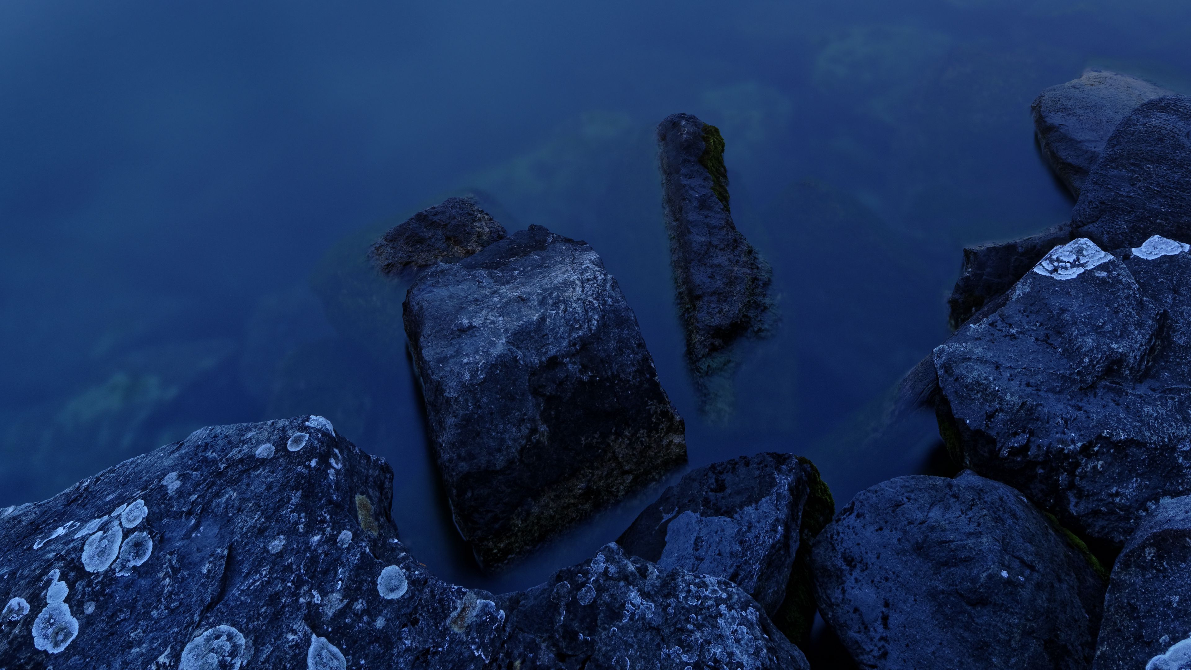 lake, stones, water, horizon, landscape, 4k, HD Wallpaper