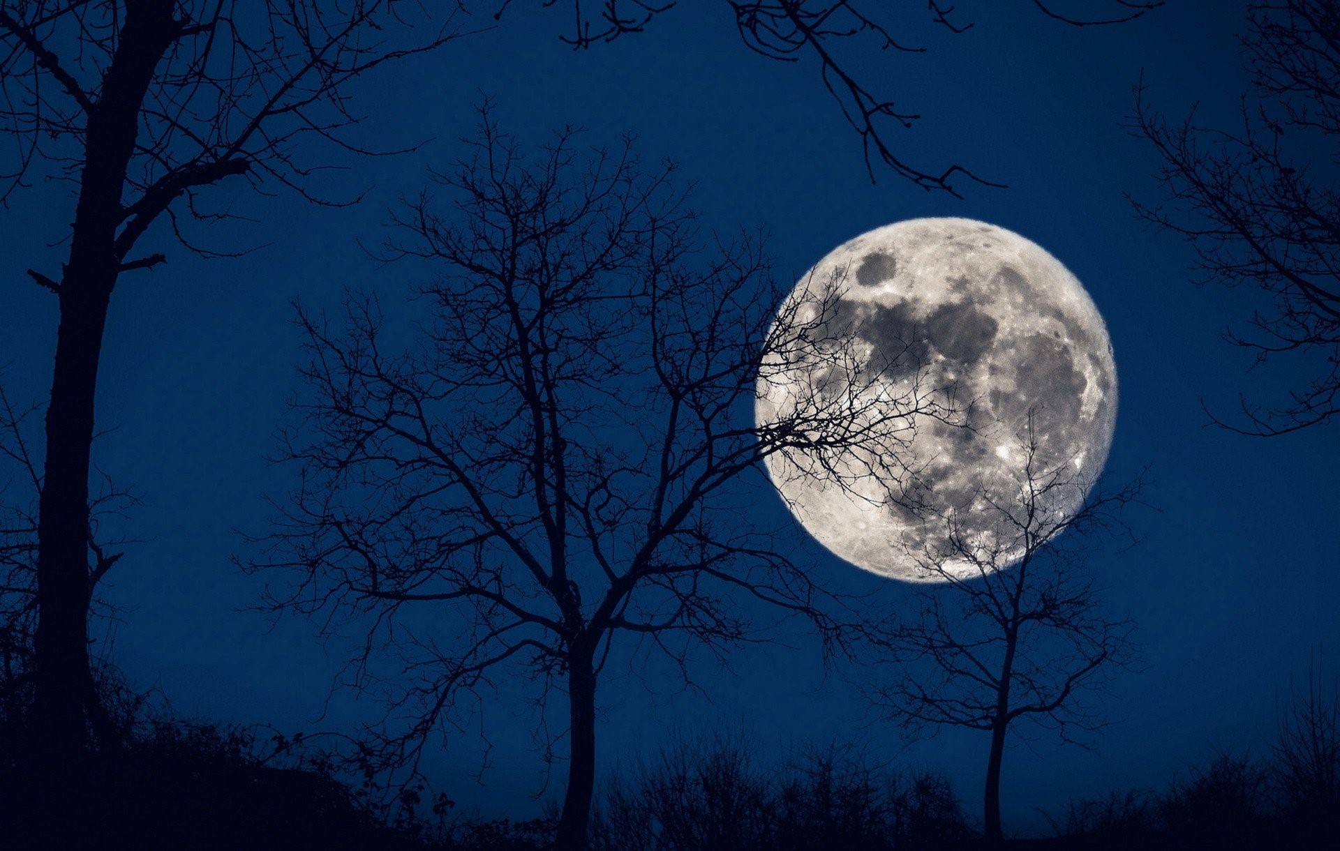 moon, nature, sky, blue, HD Wallpaper