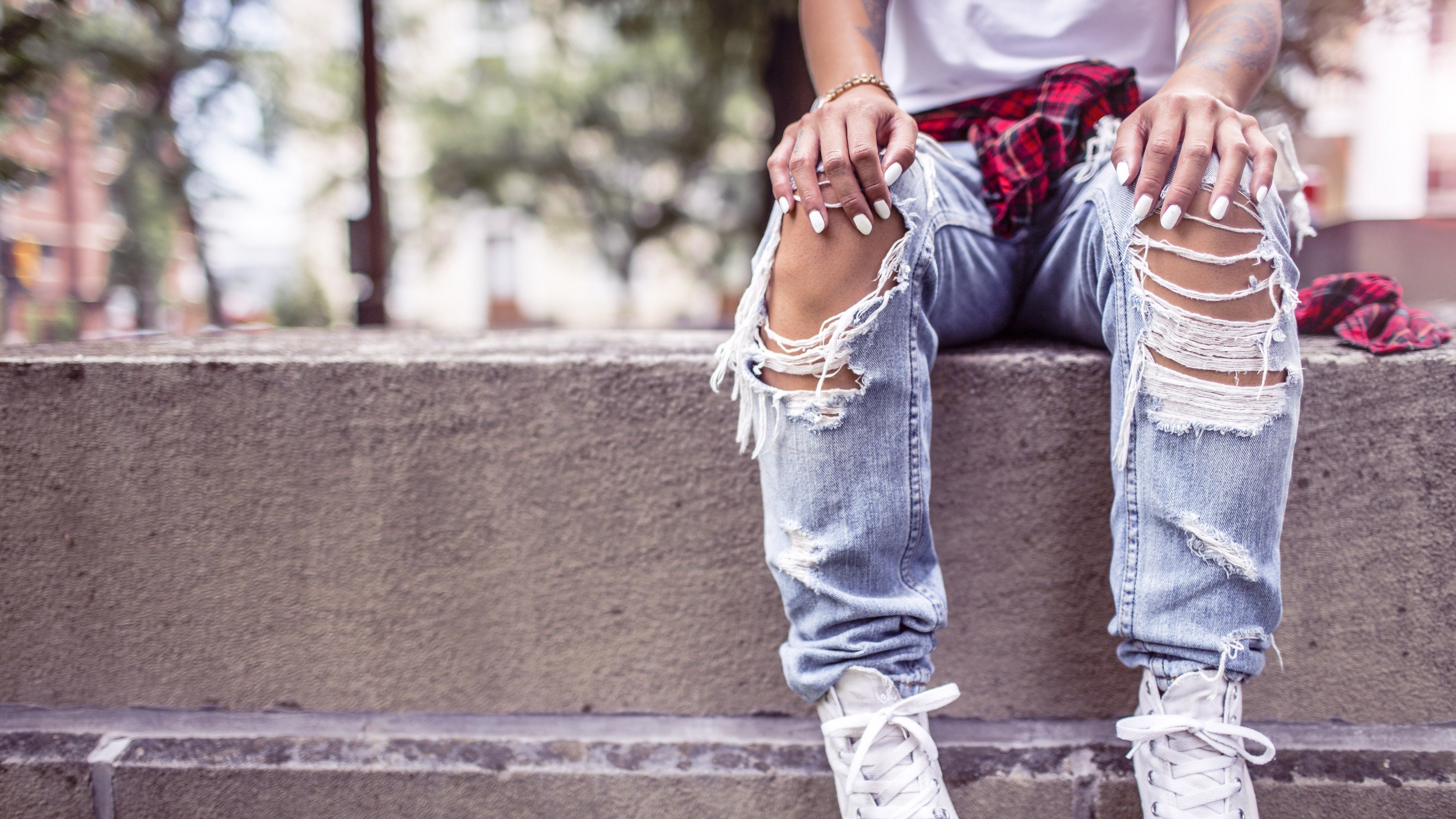 girl, shoes, jeans, lifestyle, HD Wallpaper
