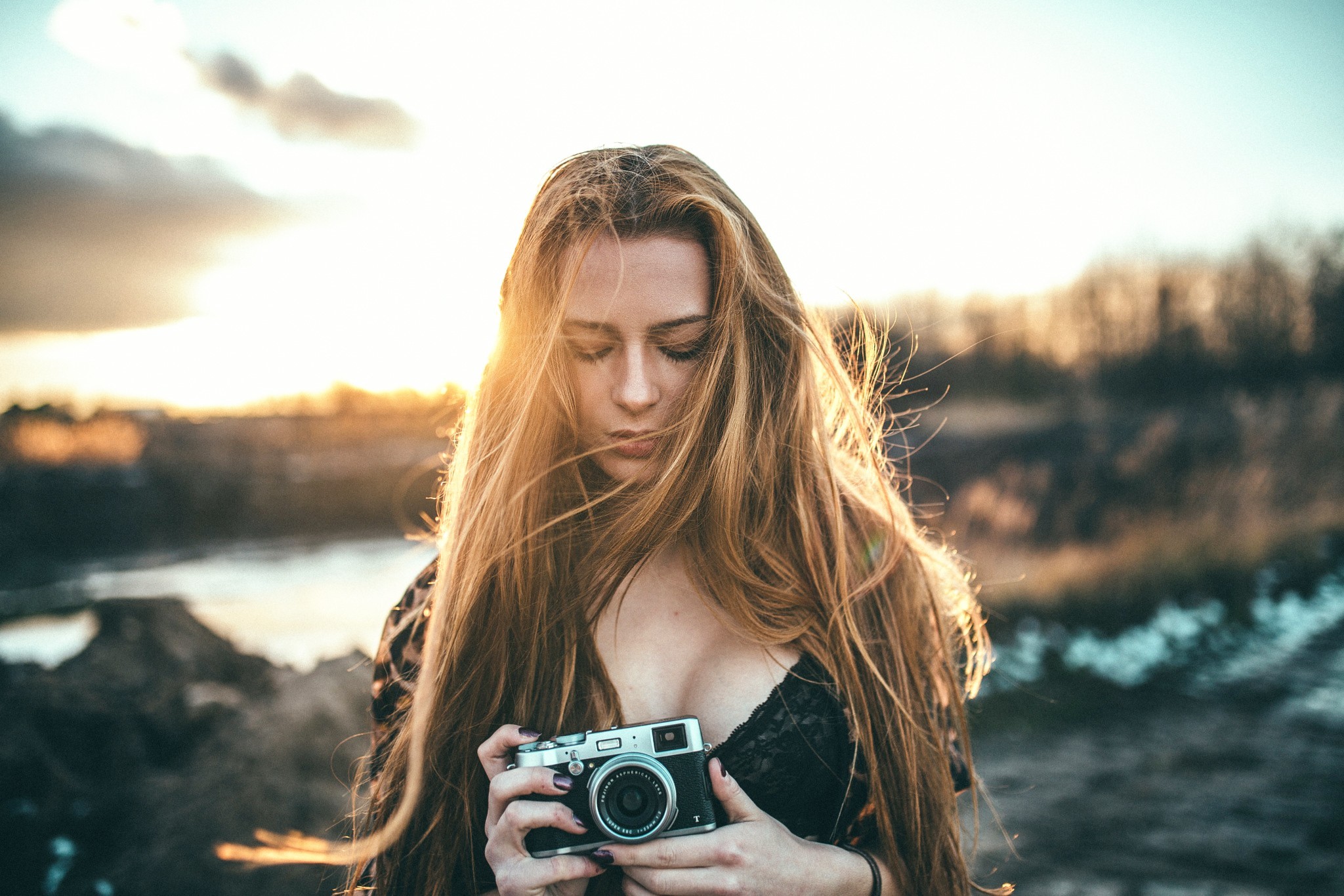 girls, camera, photography, hairs, HD Wallpaper