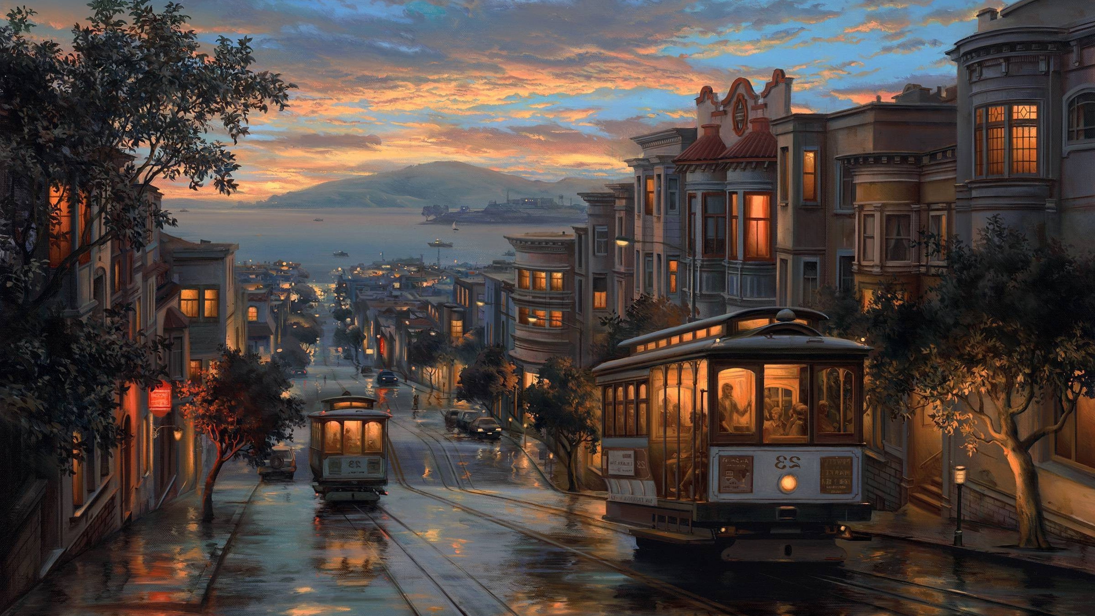artist, painting, train, HD Wallpaper