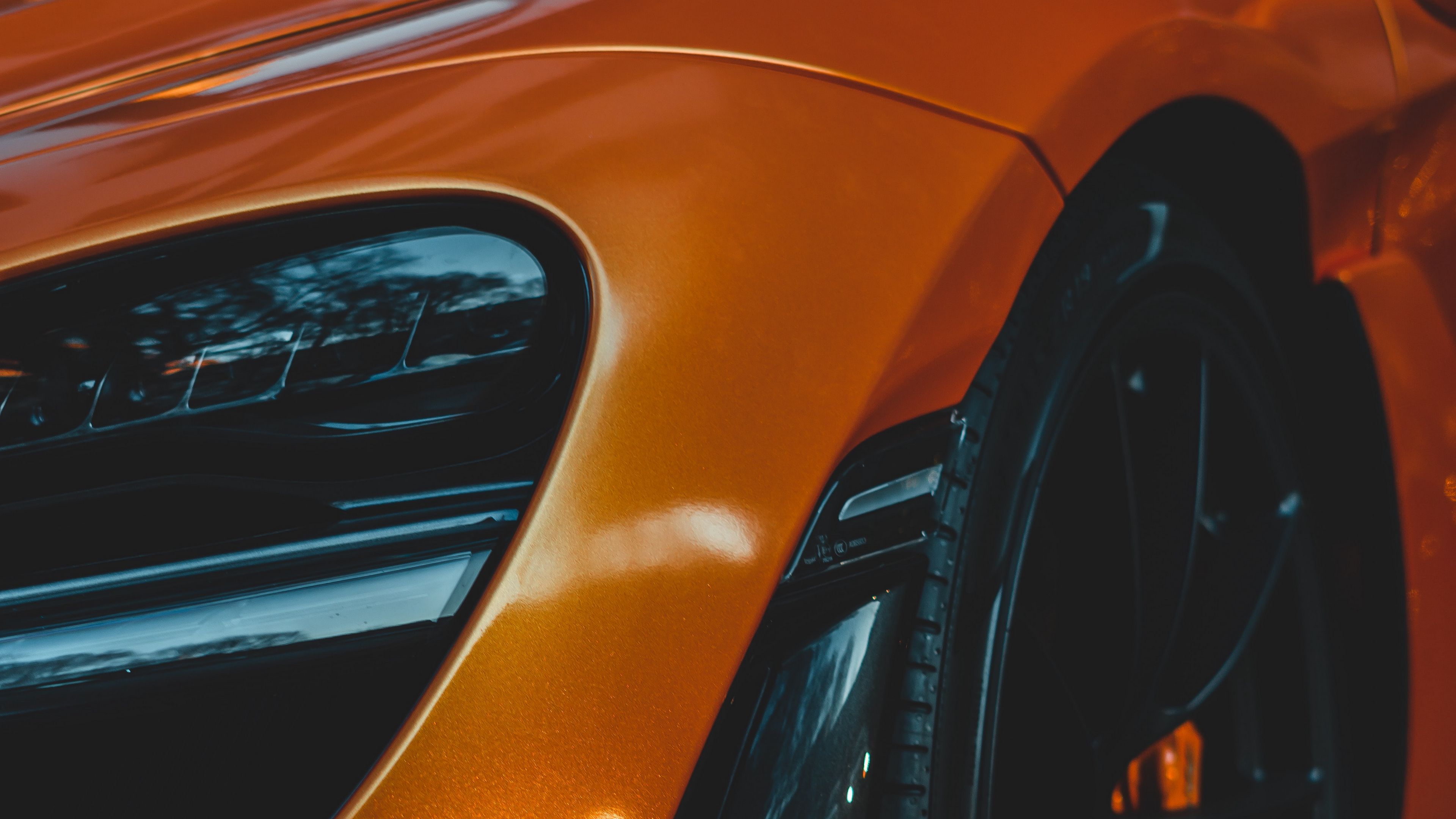car, sportscar, orange, wheel, 4k, HD Wallpaper