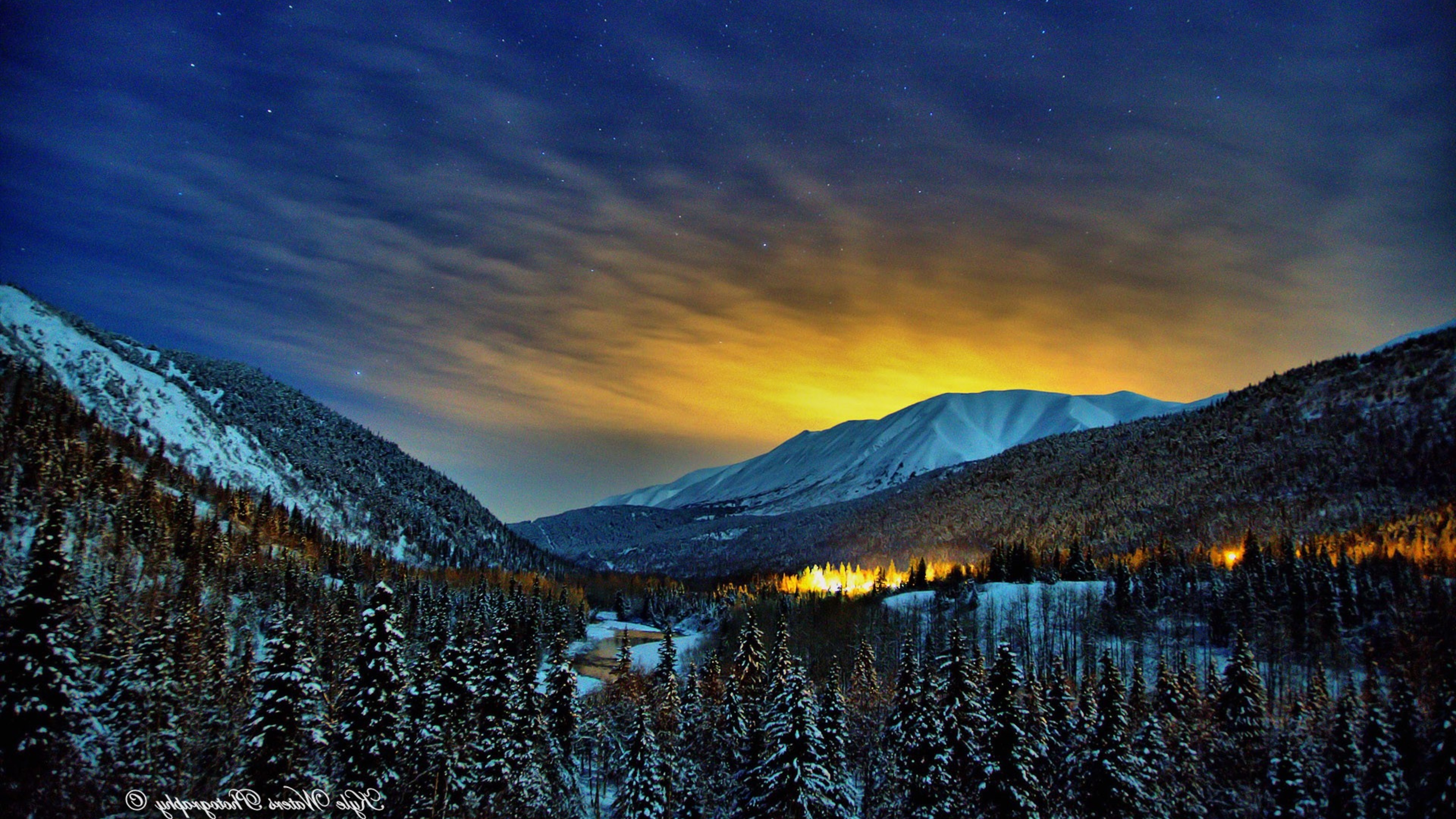nature, winter, nights, HD Wallpaper