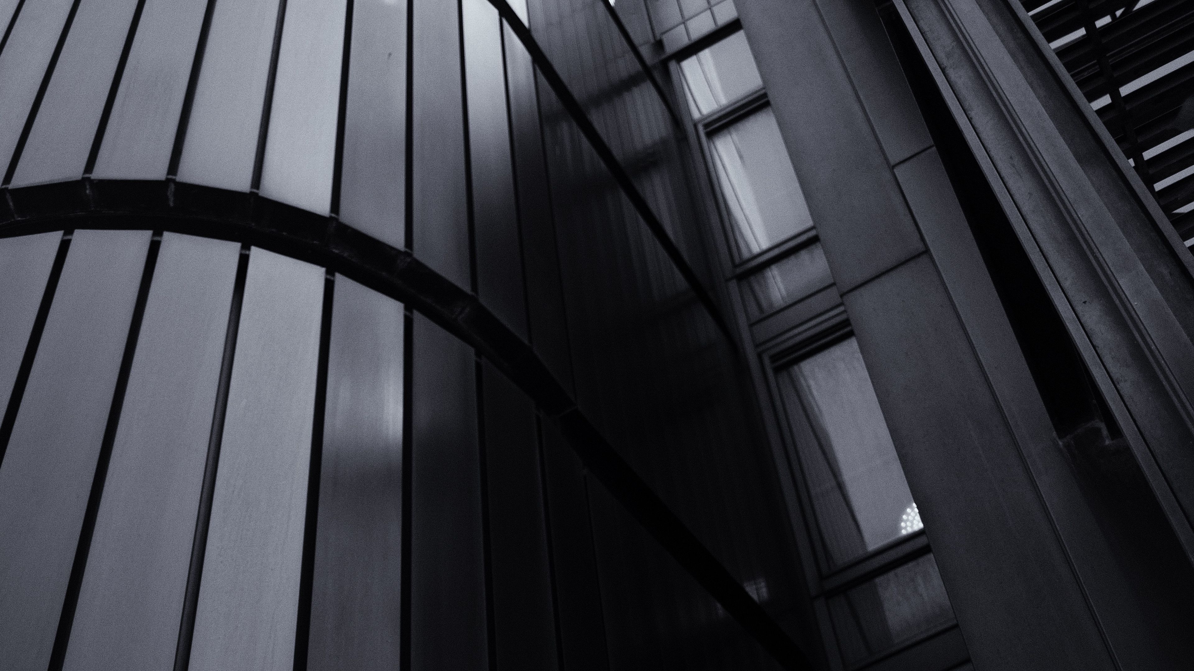 building, facade, architecture, black, dark, 4k, HD Wallpaper