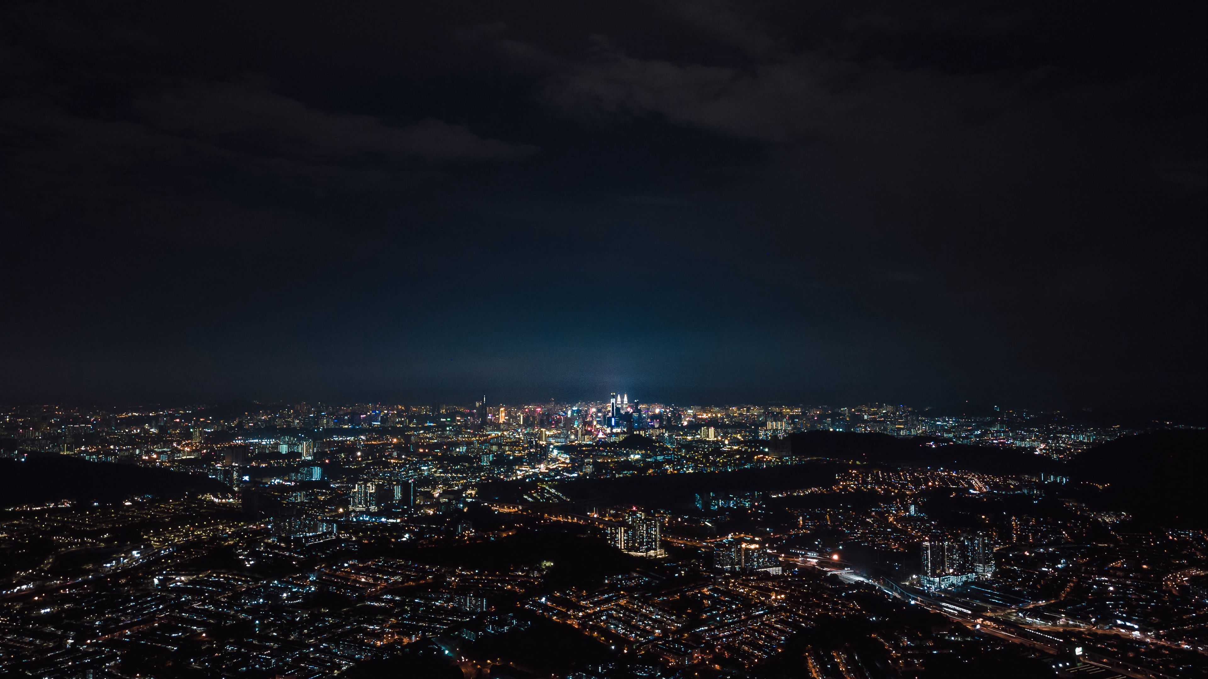 night city, metropolis, buildings, lights, glow, 4k, HD Wallpaper