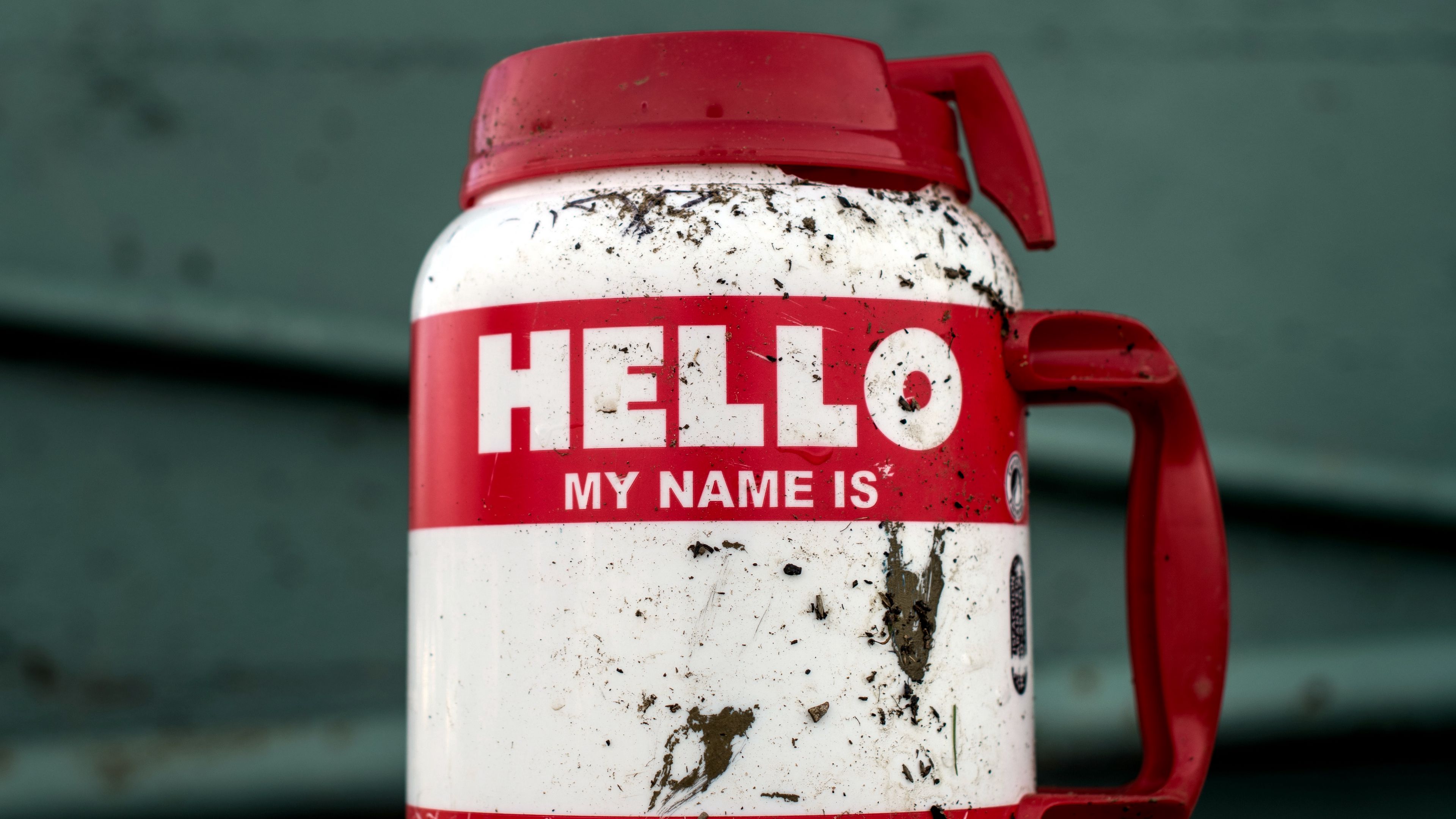 thermos, pitcher, inscription, dirty, spots, 4k, HD Wallpaper