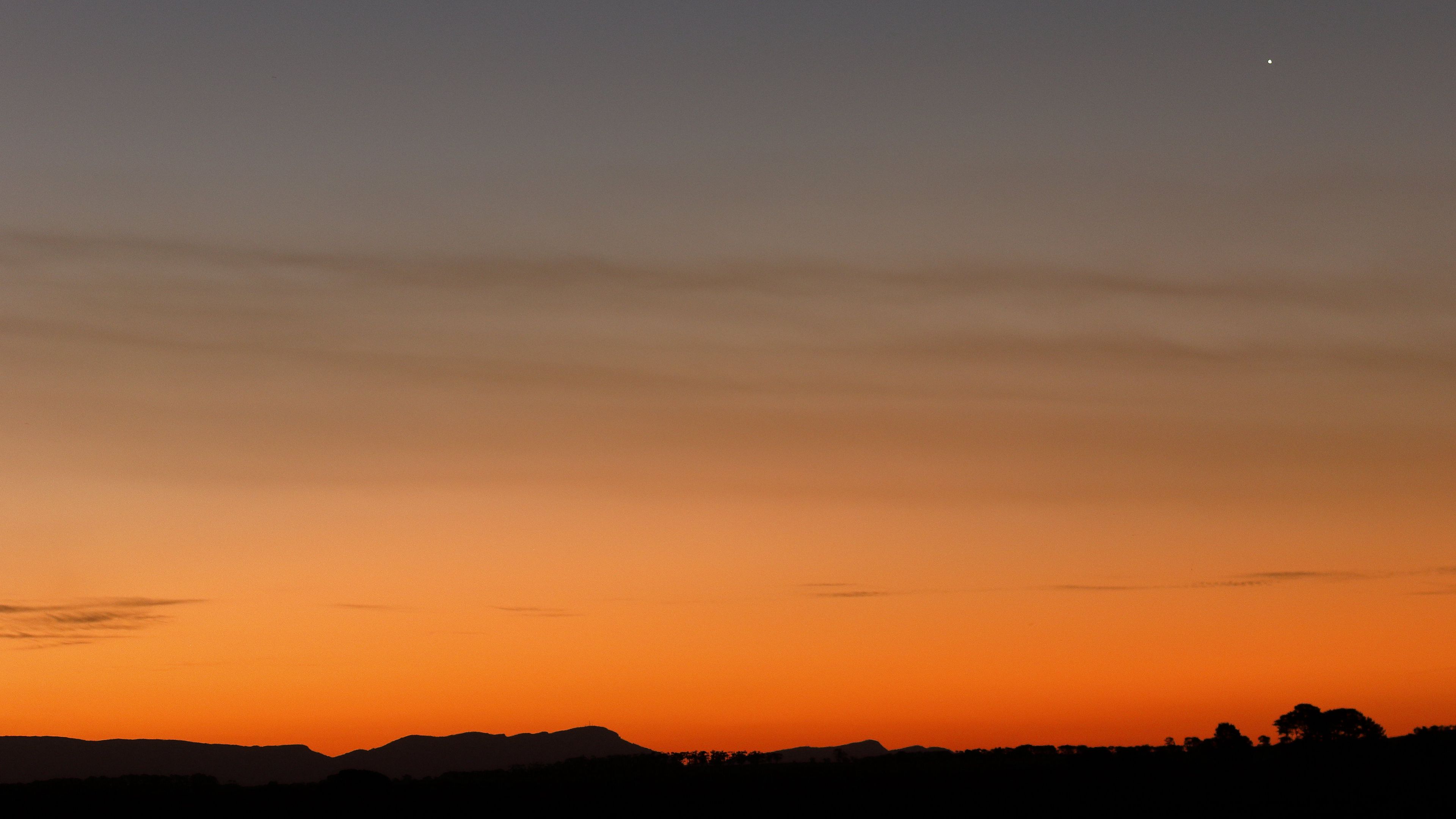 hill, silhouette, sky, sunset, 4k, HD Wallpaper