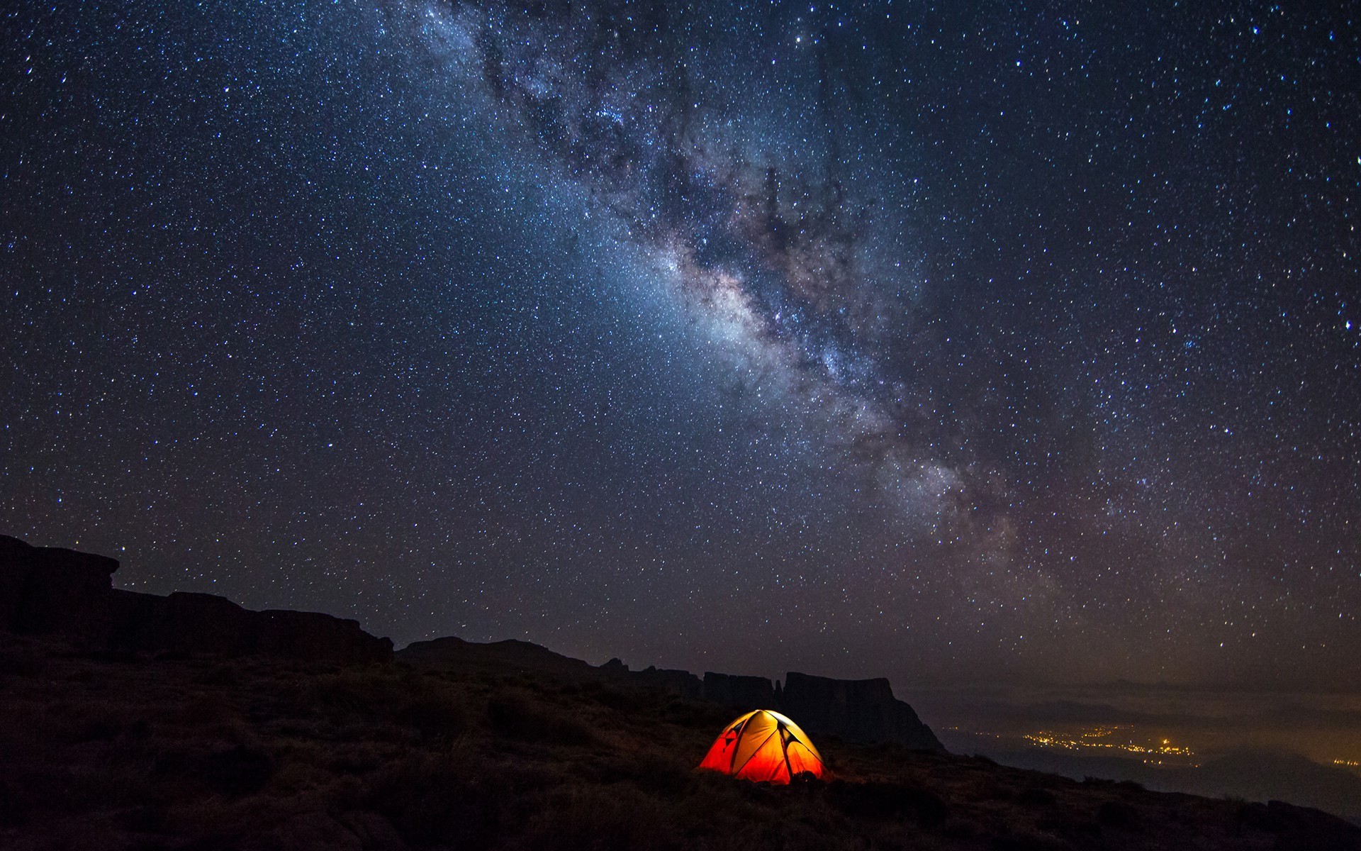 sky, camp, galaxy, digital universe, nature, HD Wallpaper