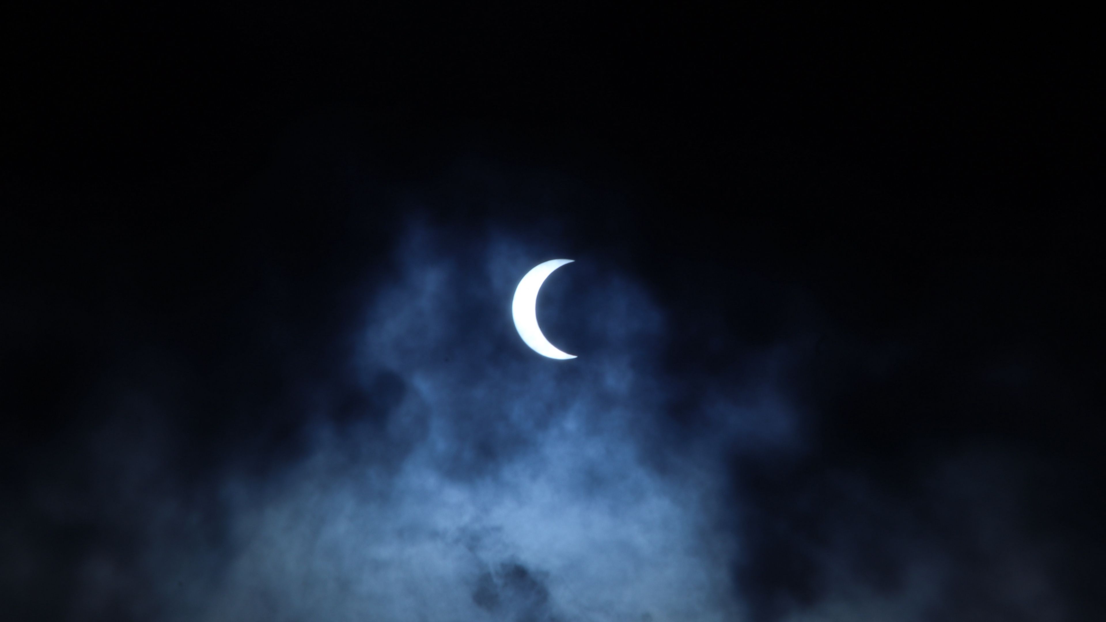 moon, clouds, dark, sky, night, 4k, HD Wallpaper