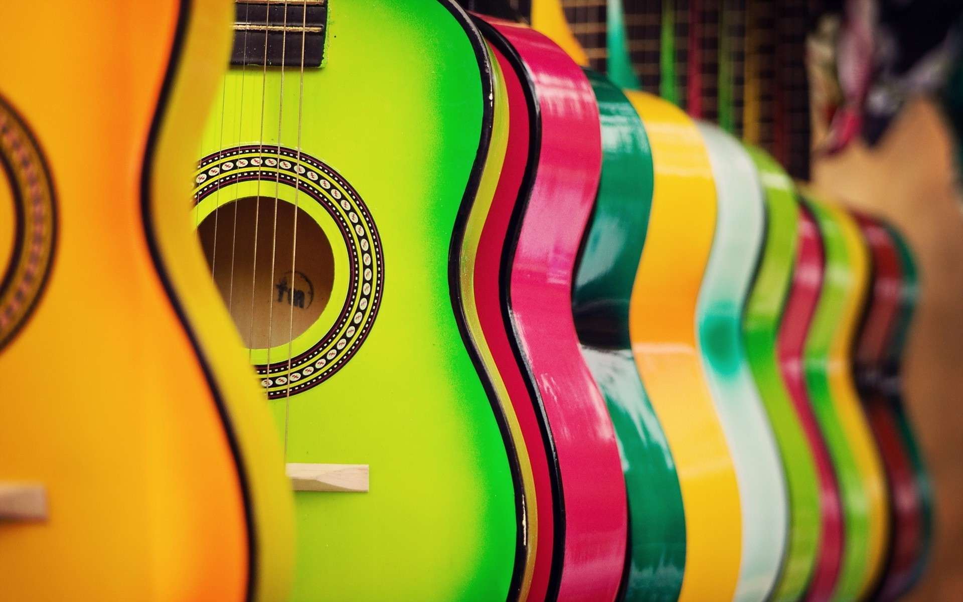 music, colorful, guitar, creative, instrument, HD Wallpaper