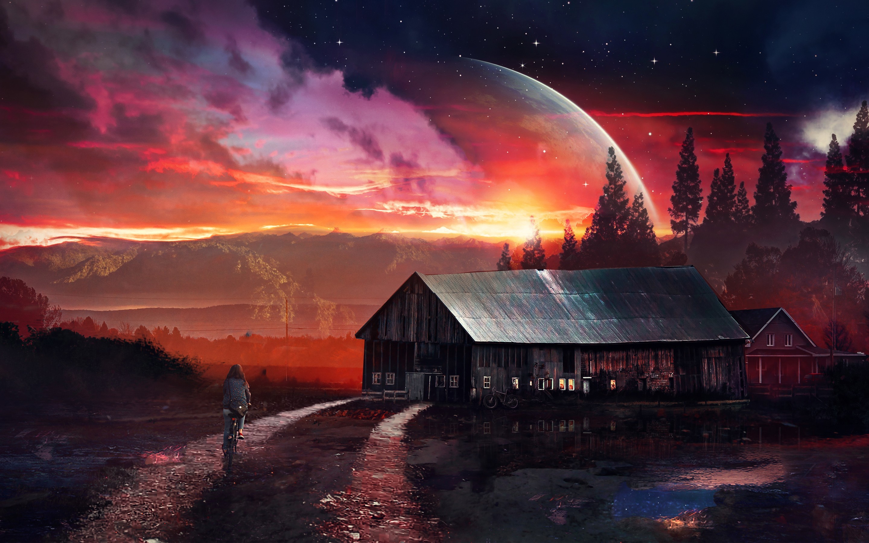 star, planets, digital universe, HD Wallpaper