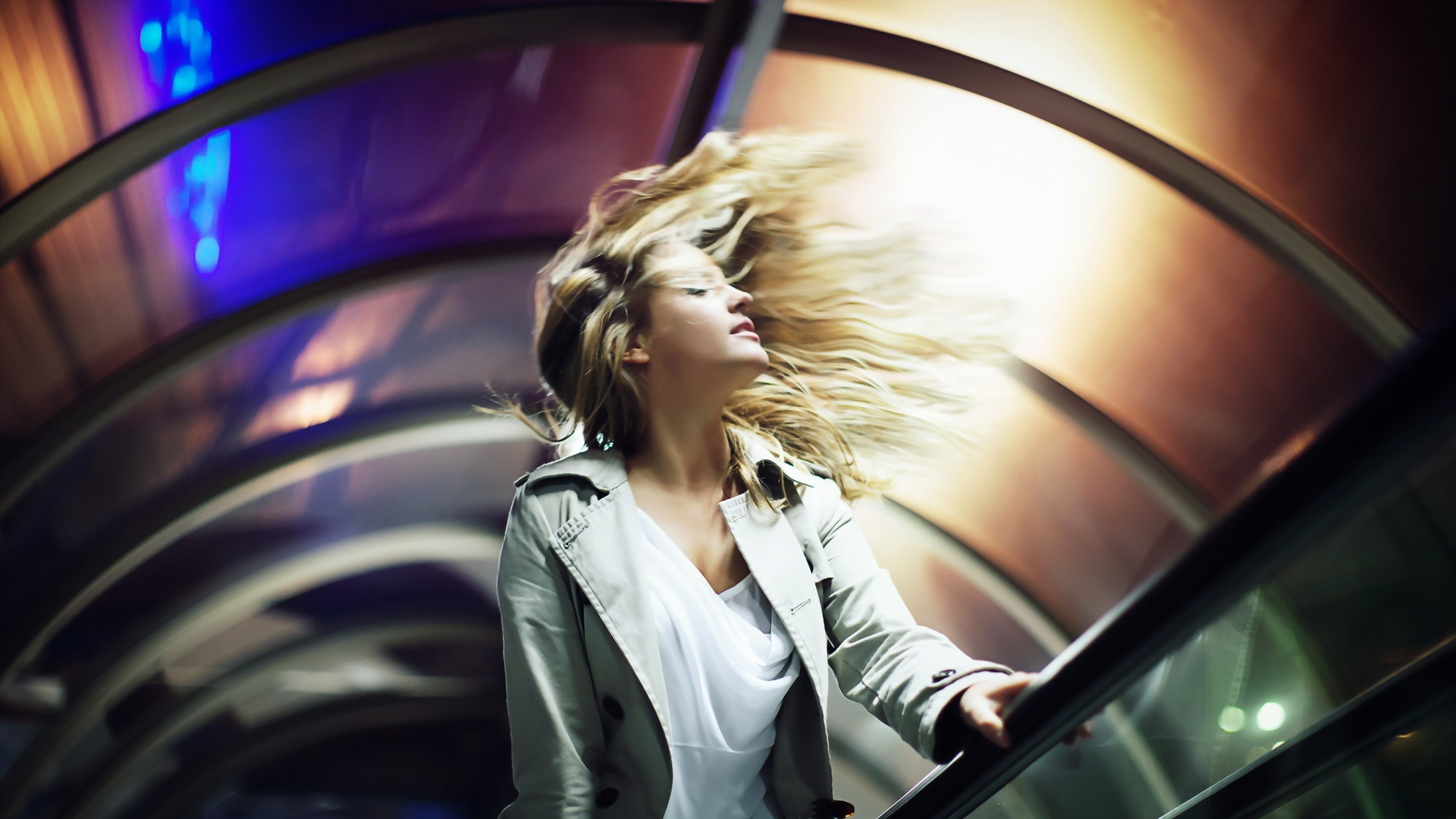 blone, hair, wind, girls, HD Wallpaper