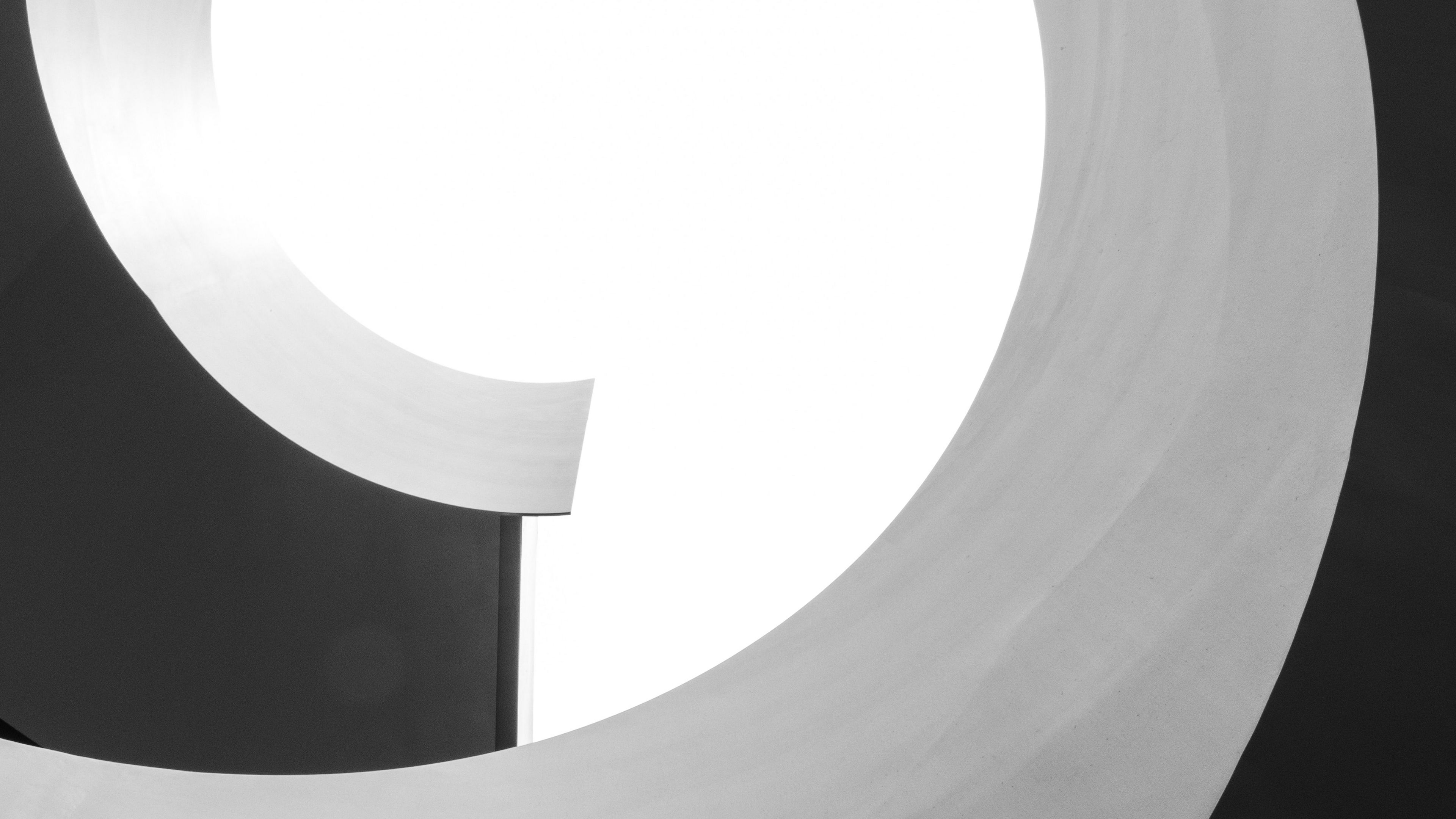 spiral, minimalism, bw, swirling, 4k, HD Wallpaper