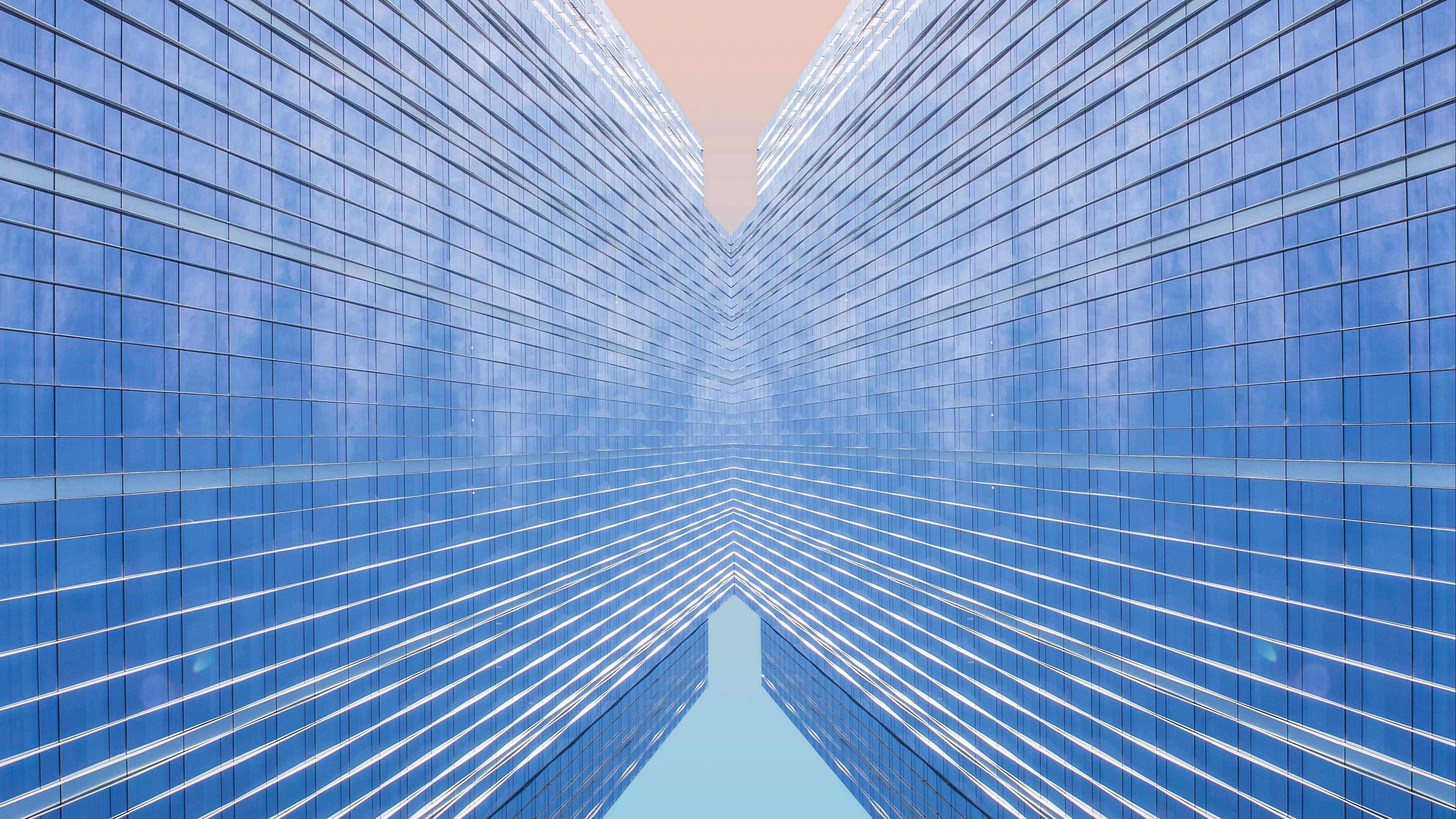 building, minimalism, reflection, symmetry, 4k, HD Wallpaper