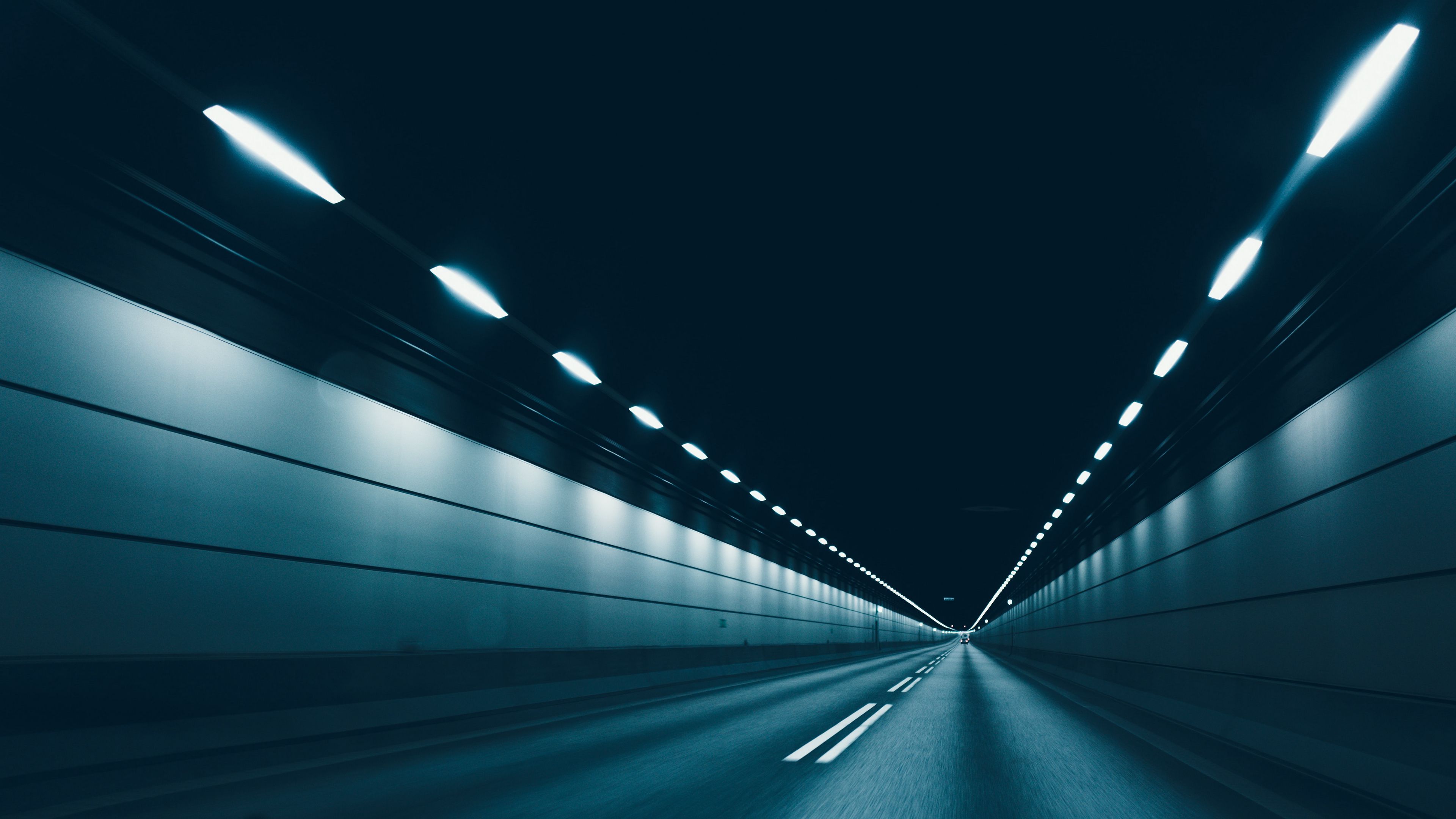 road, tunnel, lighting, gray, asphalt, 4k, HD Wallpaper