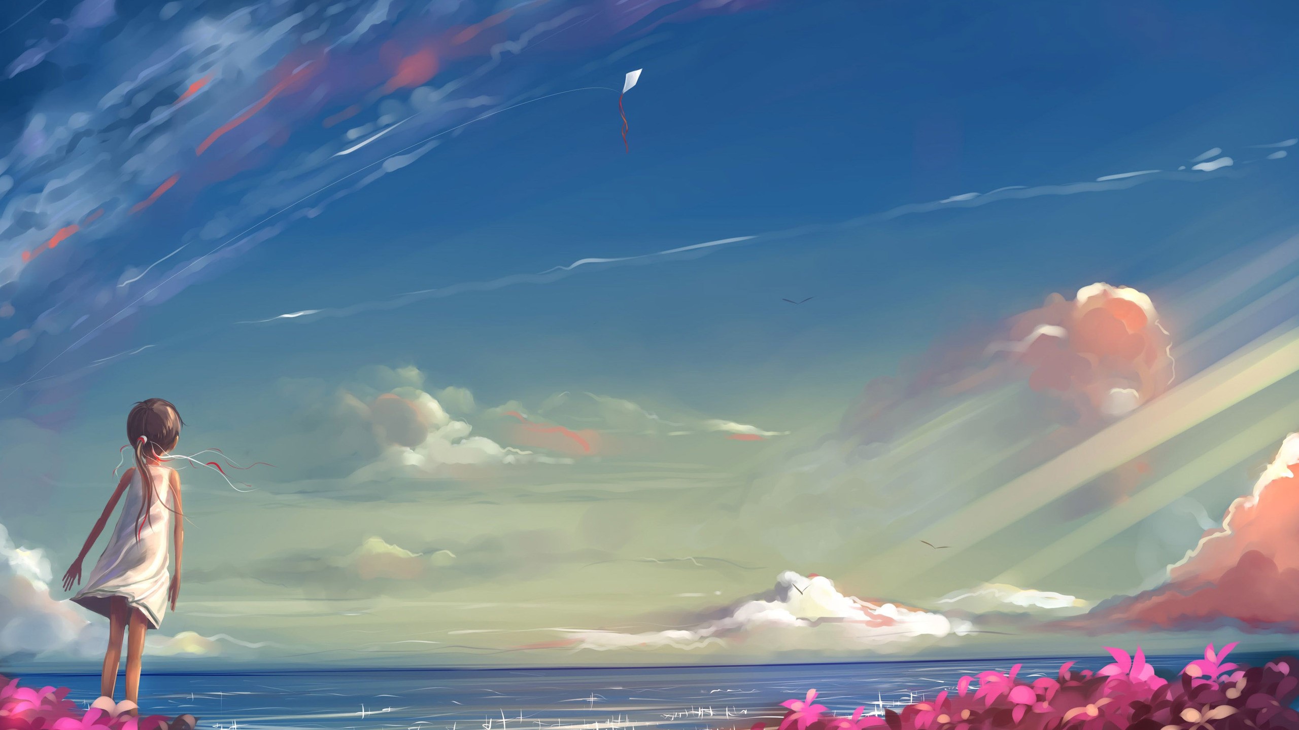 anime, anime girl, sky, HD Wallpaper