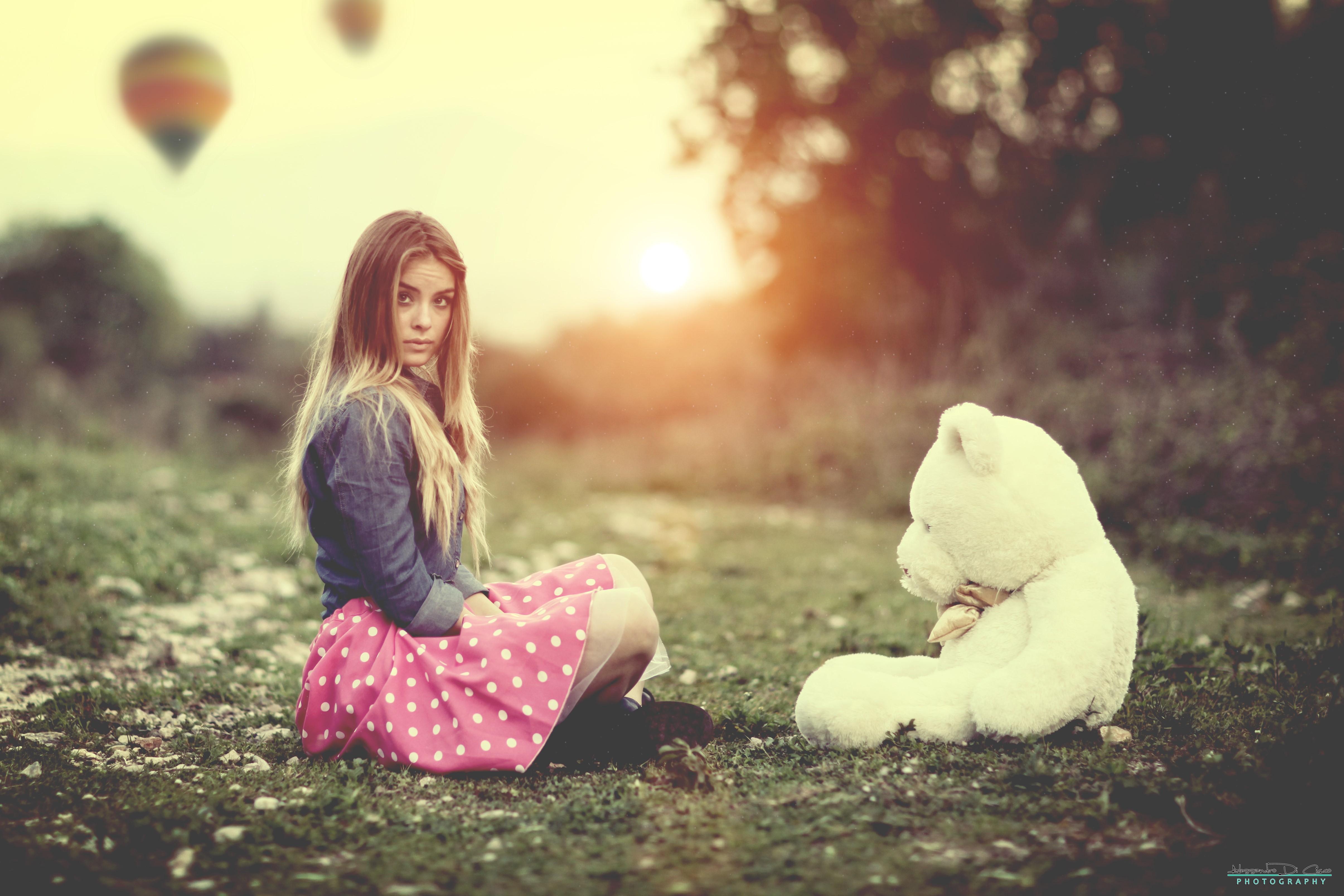 girls, teddy bear, photography, HD Wallpaper