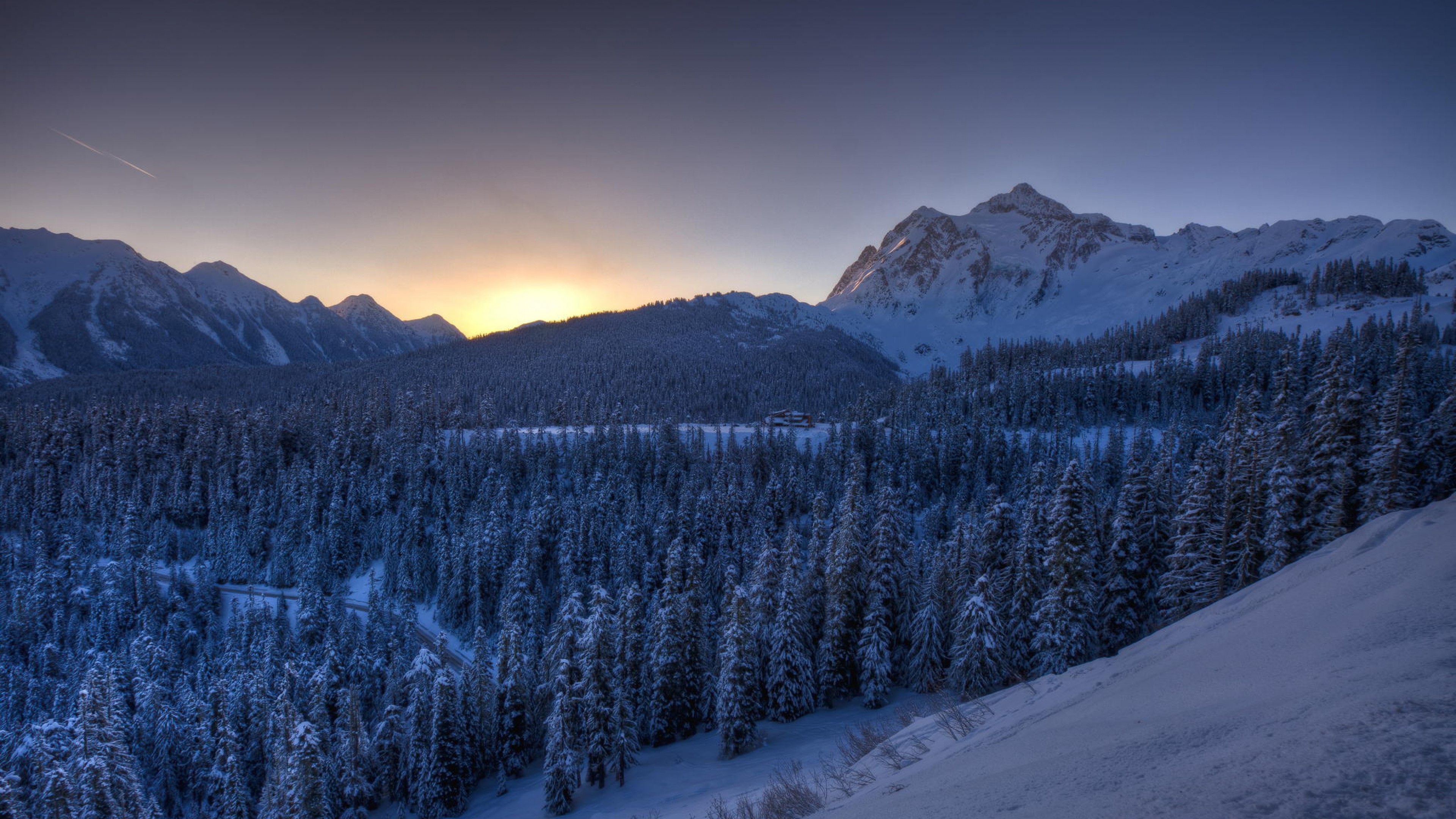 mountains, winter, snow, nature, HD Wallpaper