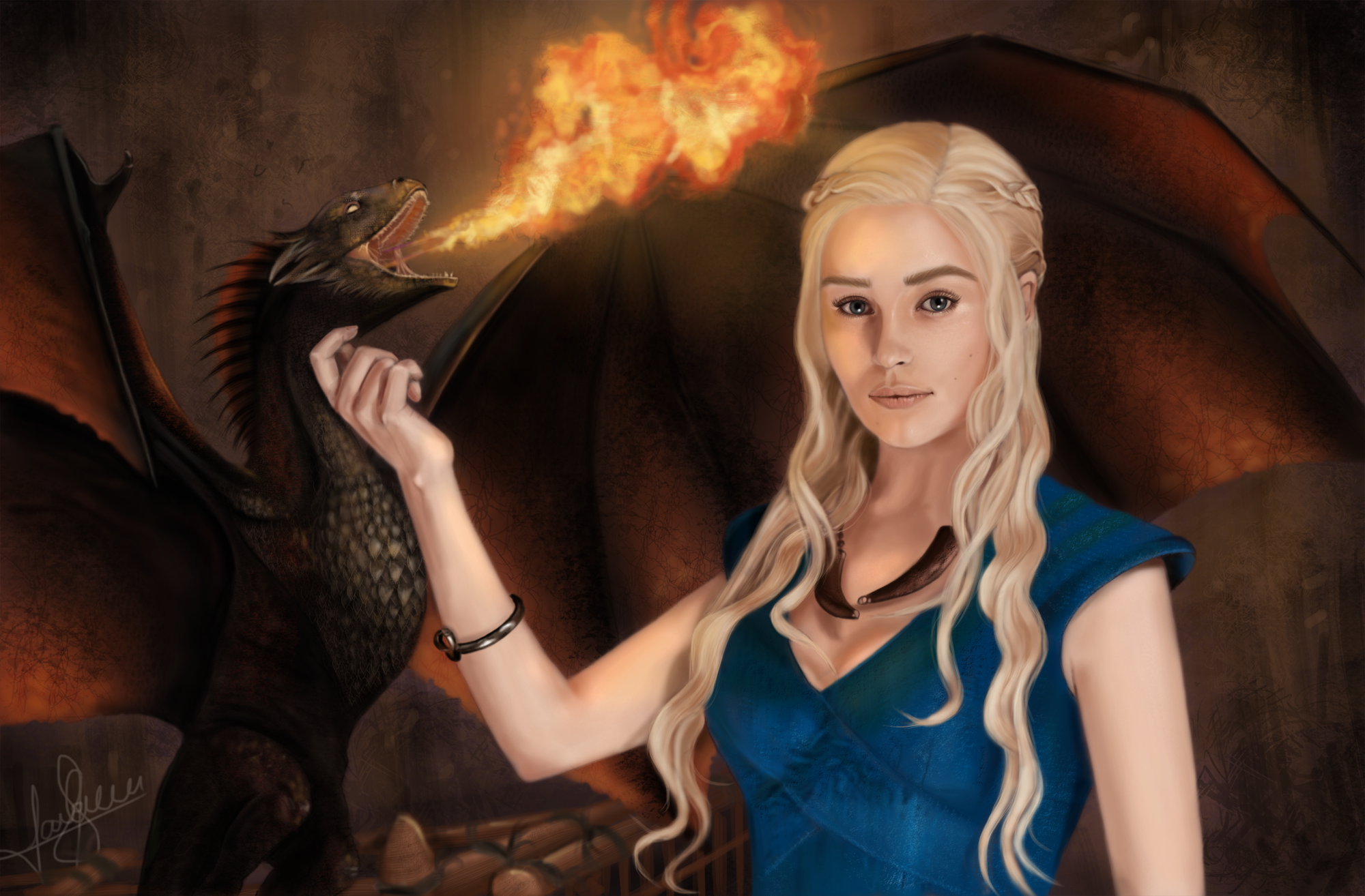 dragon, tv shows, game of thrones, emilia clarke, HD Wallpaper